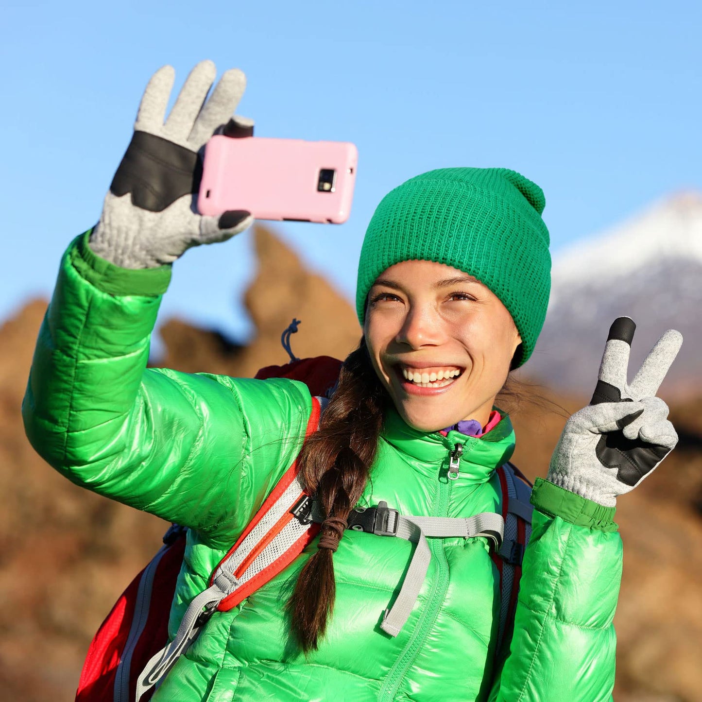 WILLBOND 2 Pieces Knitted Full Face Cover 3 Hole Mask Winter Balaclava Face Cover, One Size(Green, Luminous Yellow, Medium)