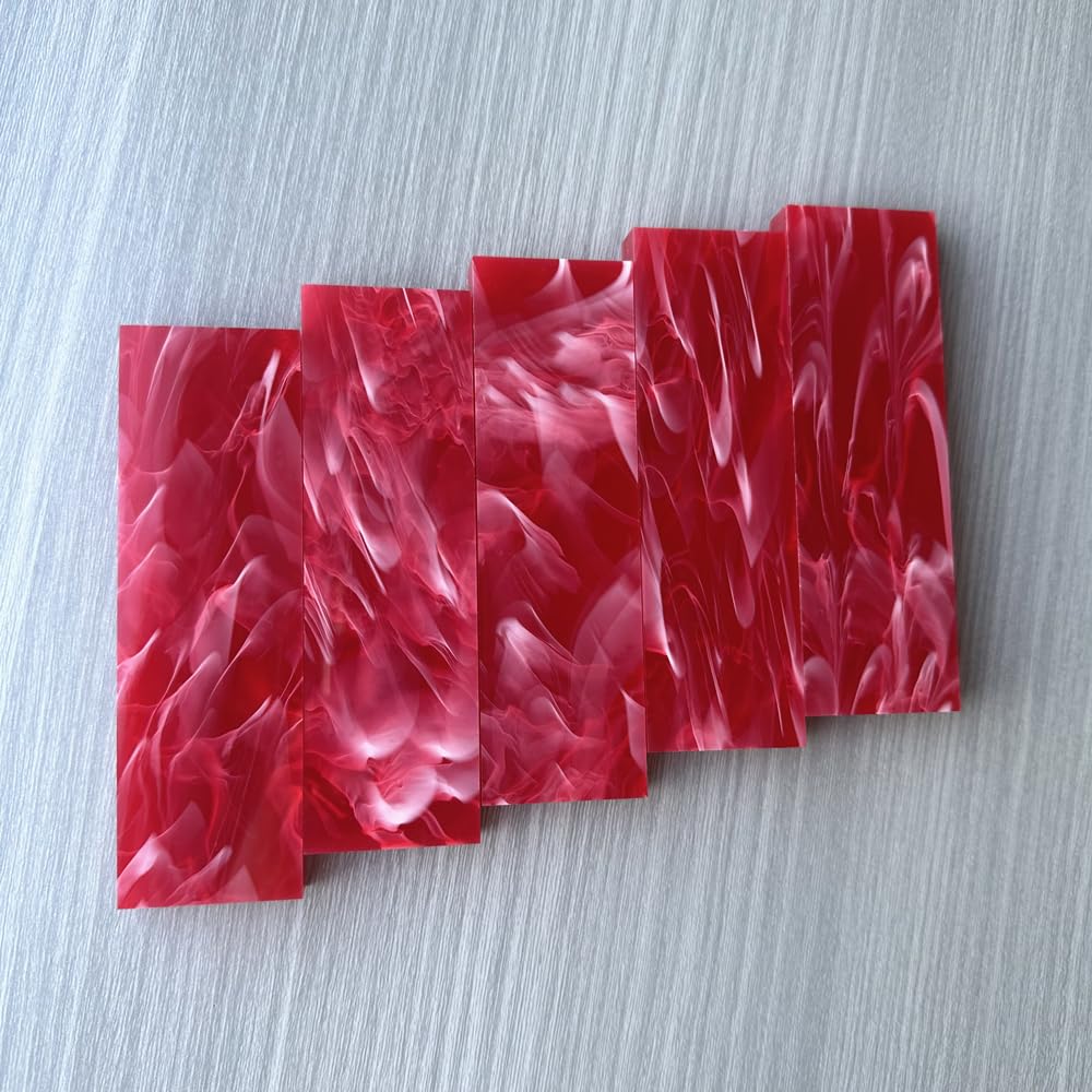 Uotowell Pre-Cut Epoxy Resin Scales Blanks for Decorative Inlays in Guitar Bodies, Necks, Engraved Knife Handle and Gun Grips - Cherry