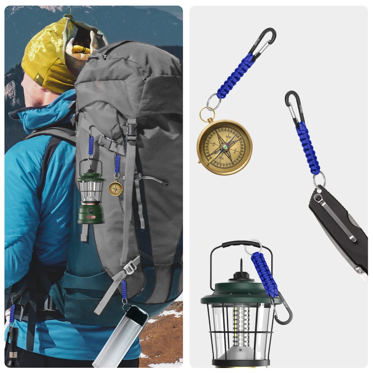 EOTW Carabiner Keychain, Small Carabiner Clip with Paracord Keychain Mini Aluminum D Ring Key Organizer