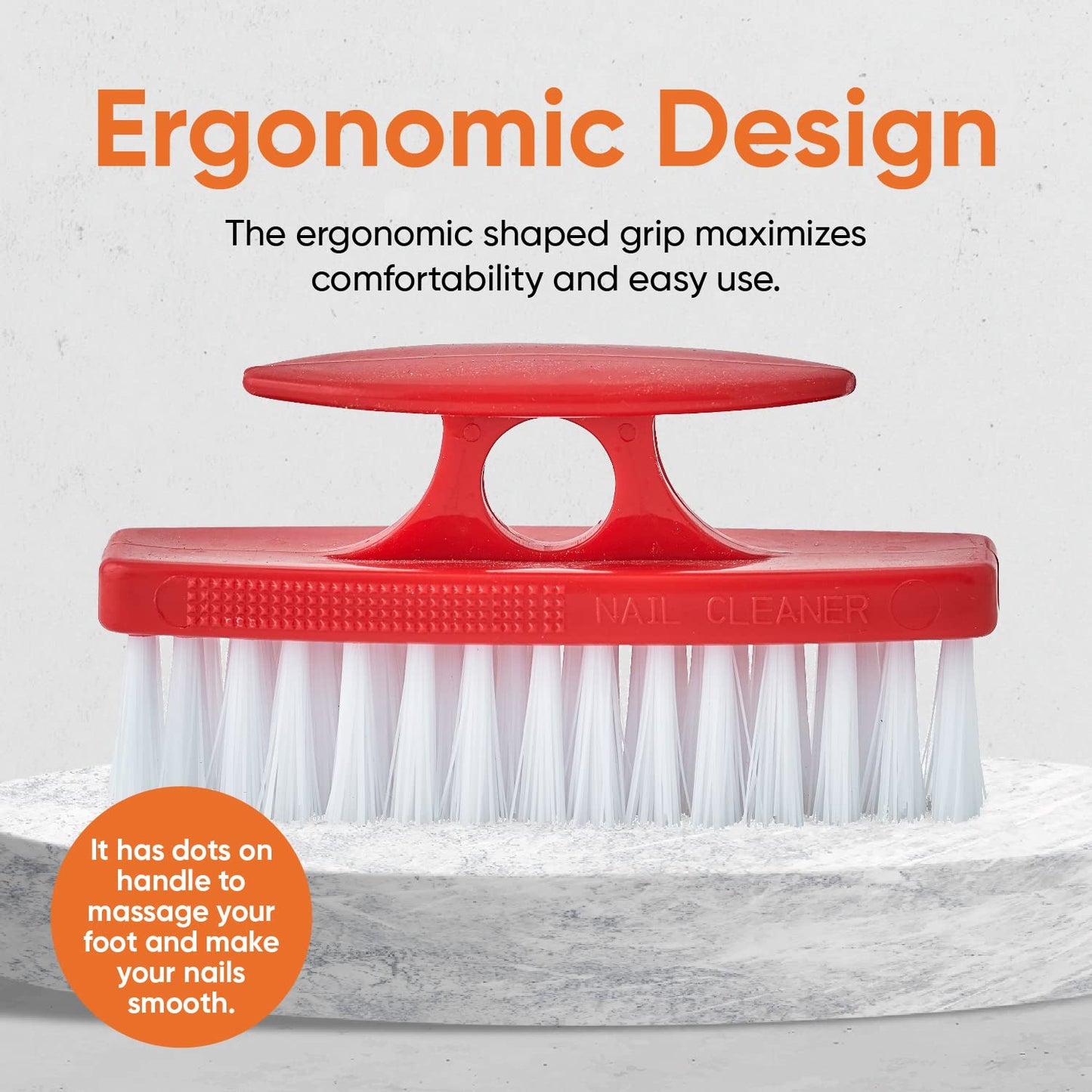 Superio Nail Brush Set (6 Pack) Cleaner with Handle, Durable Brush Scrubber to Clean Toes, Fingernails, Hand Scrubber All Surface Cleaning, Heavy Duty Scrub Brush Stiff Bristles (Red- White- Blue)