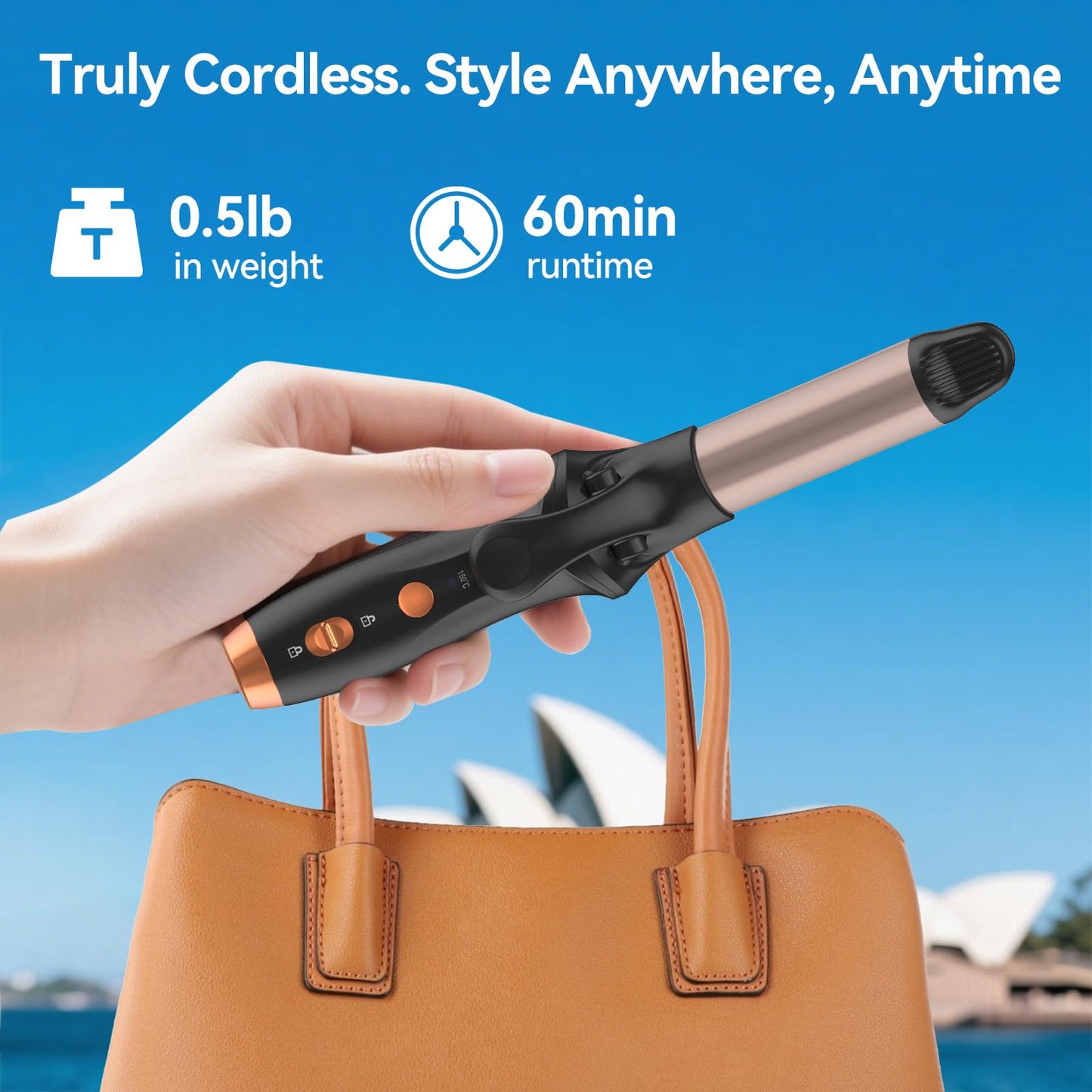 Cordless Curling Iron Hair Straightener: Travel Mini Flat Iron USB Rechargeable 4000 mAh 2 in 1 Small Cordless Portable Hair Curler
