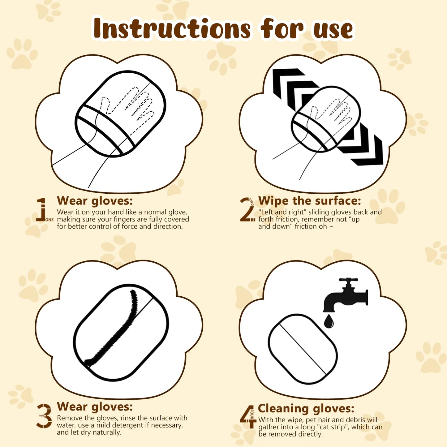JJpopo 2 PCS Pet Hair Removal Glove for Cats & Dogs, Upgrade Efficient Grooming Gloves for Pet Hair, Reusable Cat & Dog Hair Remover for Clothing/Couch/Furniture/Carpet/Car Seat