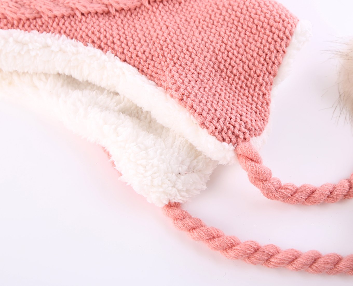 Home Prefer Girls Sherpa Earflaps Hat Kids Winter Hat Beanie Fuzzy Peruvian Hat (Large, Pink)