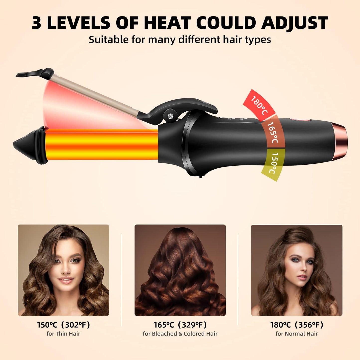 Cordless Curling Iron Rechargeable, 4000 mAh USB Mini Cordless Hair Curler with 3 Temp Setting 302°F-356°F, Portable Battery Operated Curling Iron, Hair Straightener and Curler Travel
