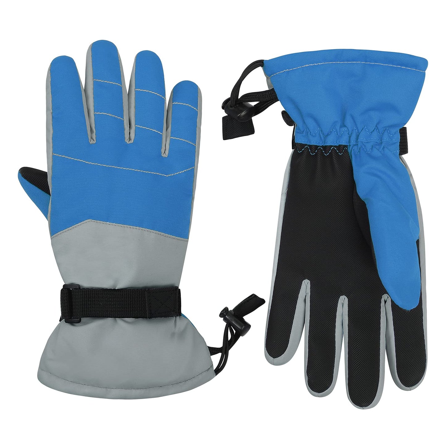 American Trends Kids Snow Gloves Waterproof Winter Gloves Ski Gloves for Boys Girls Cold Weather Outdoor Sports Snowboard Gloves Blue M