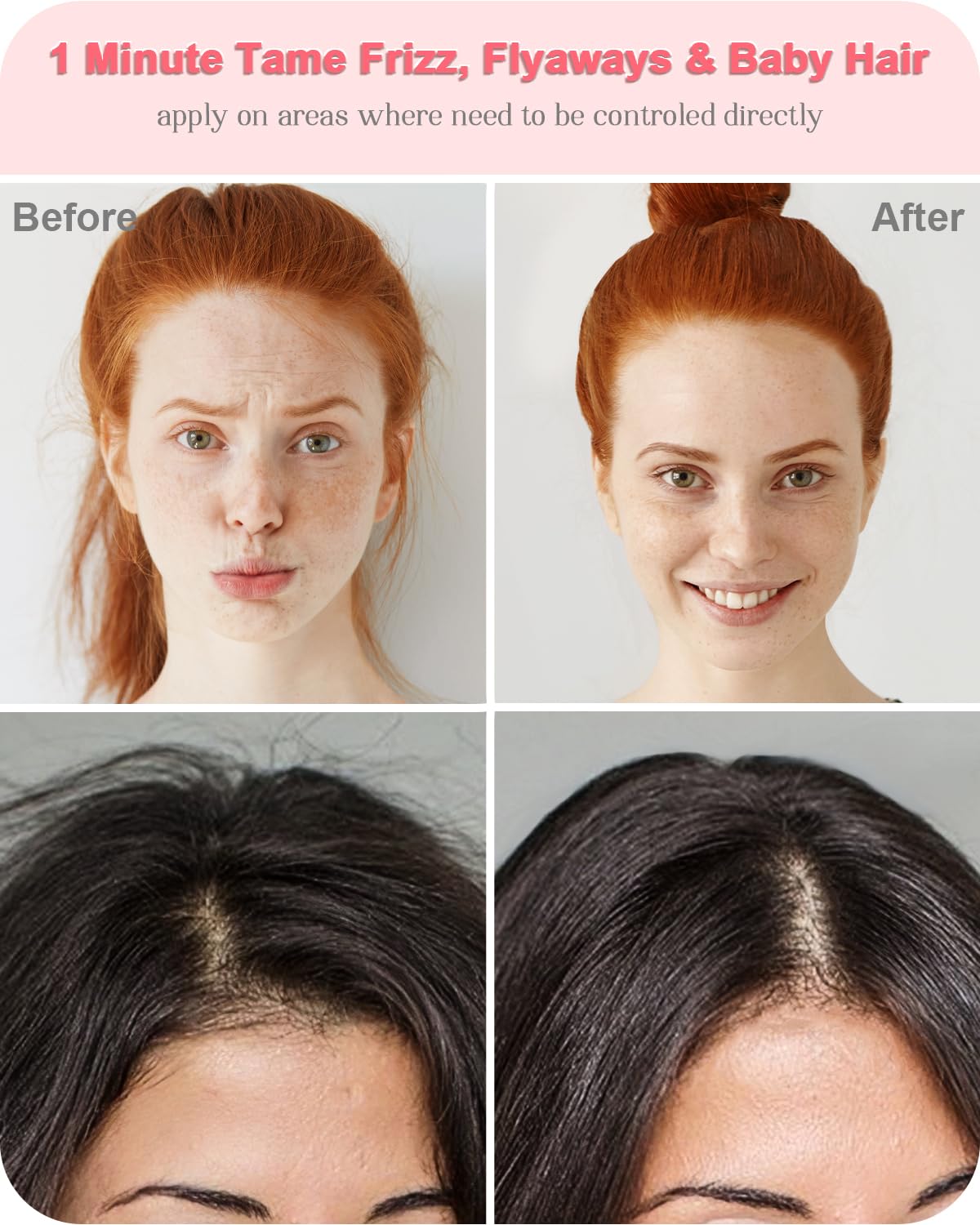 4-in-1 Styling Cream for Flyaways & Curl Defining, Non-Greasy Smoothing Cream for Women & Kids, Add Shine Slick Back Hair, No White Flakes & Chemical Flavors Fly Away Hair Tamer