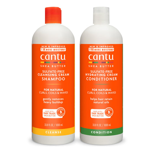Cantu Shampoo & Conditioner with Shea Butter for Natural Hair, 1L (Pack of 2)
