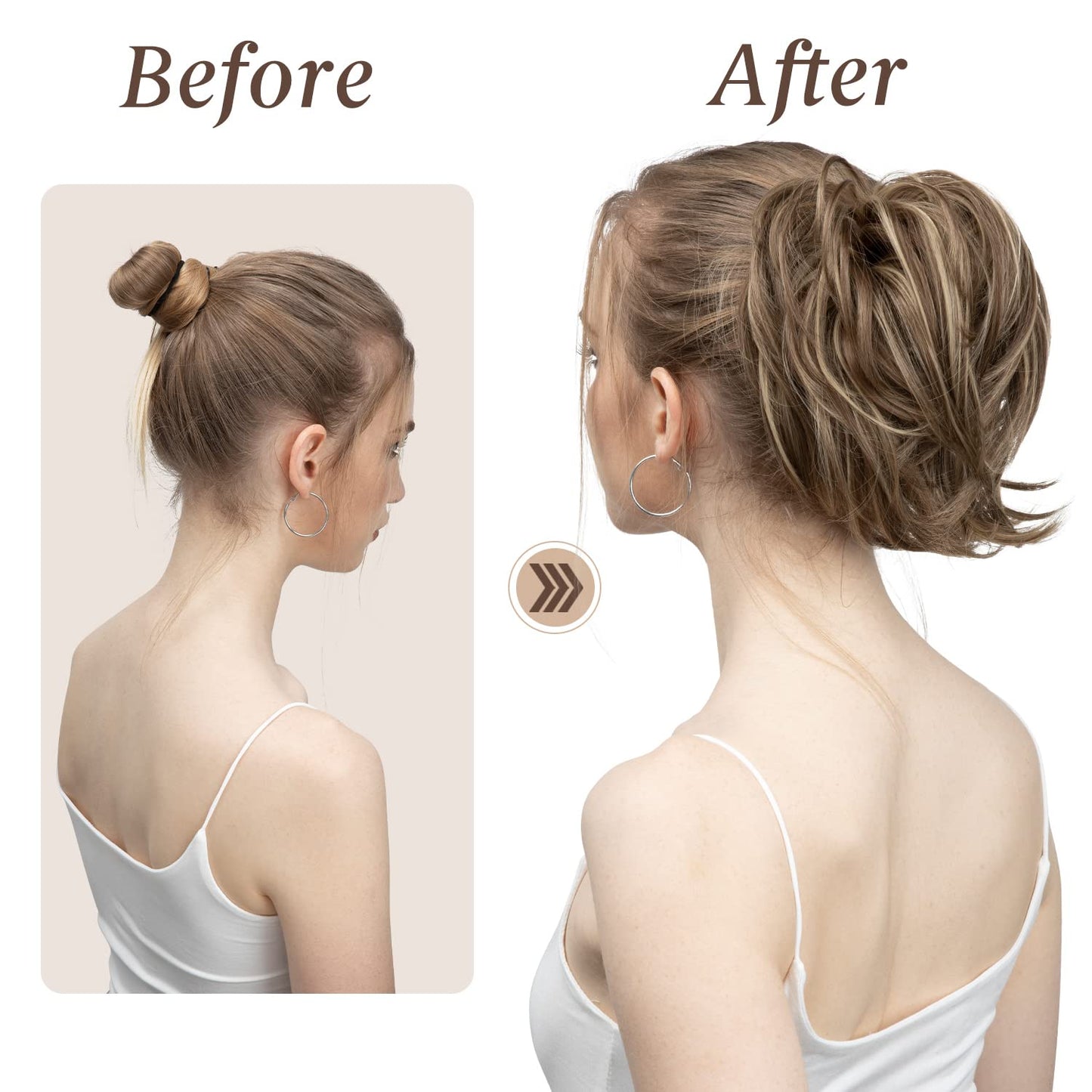 SARLA Messy Hair Bun Hair Pieces Curly Synthetic Updo Fake Scrunchies Ponytail Extension for Women Burgundy and Wine Red Tips 1PCS