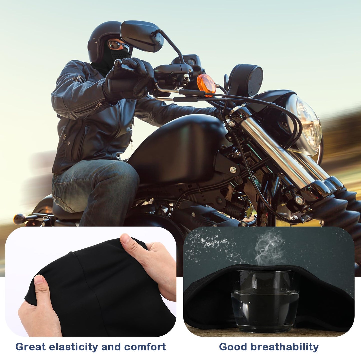Geyoga 2 Pcs Winter Balaclava Face Mask Ski Gloves Black Windproof Ski Mask Cycling Gloves Touchscreen for Men Women Riding(Middle Size)