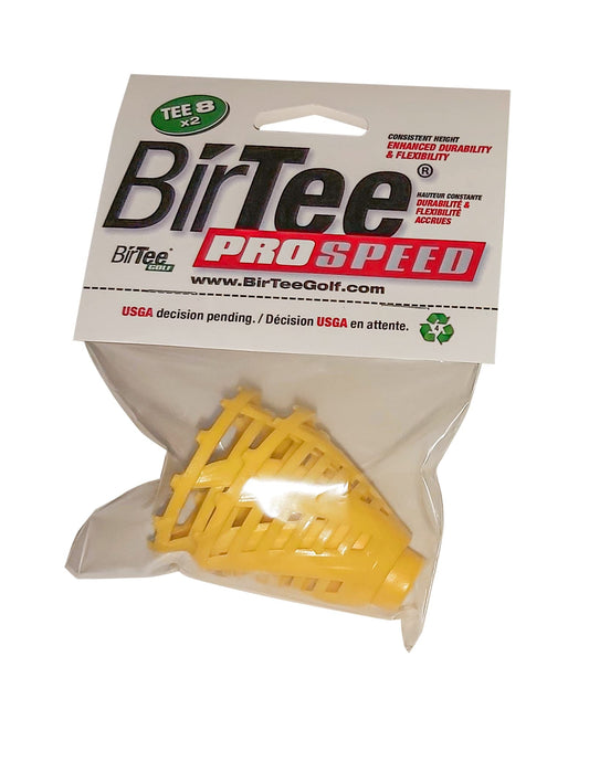 BirTee Pro Golf Tees - Size #8 (2") Individual Size Pack - 2 Tees Per Pack. Winter/Mat/Simulator Tees (Yellow)