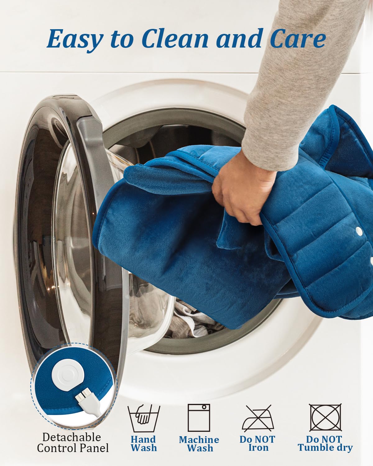 Heating Pad for Neck and Shoulders and Back, Birthday Gifts for Women Men Mom Dad Wife, Weighted Heating Pad for Back Pain Relief, Electric Heat Pad 6 Heat Settings 4 Timers Auto-Off, 22" x 37" Blue