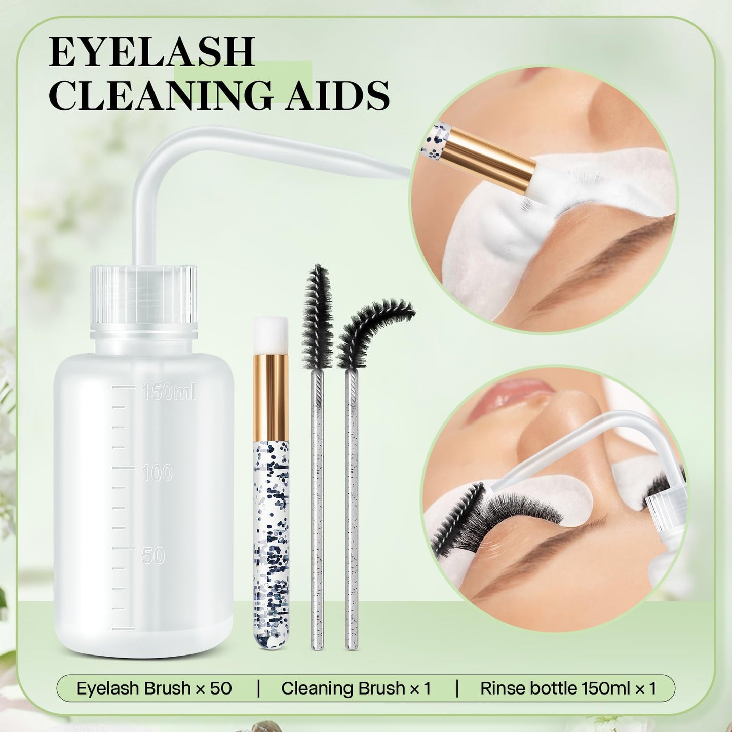 Shmian Professional Eyelash Shampoo & Cleanser 60ml - Gentle Lash Extension Cleansing Foam with Mascara Brush Kit, Handheld Fan - Safe Lash Bath Care for Long-Lasting Volume (Black Fan kit)