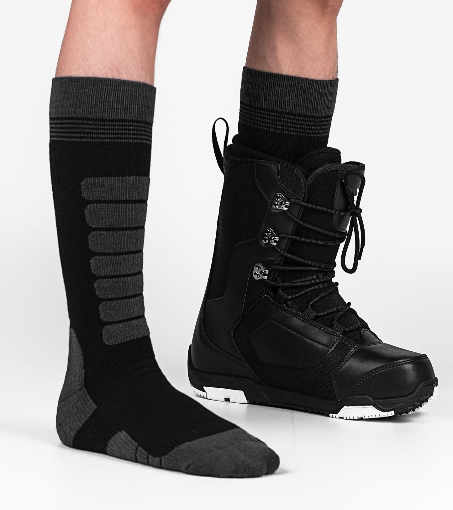 KEECOW Merino Wool Ski Socks for Men & Women 2 Pairs, Thermal Warm Socks for Winter Snowboarding Hunting Outdoor - Knee-high (US, Alpha, Large, Regular, Regular, Black)
