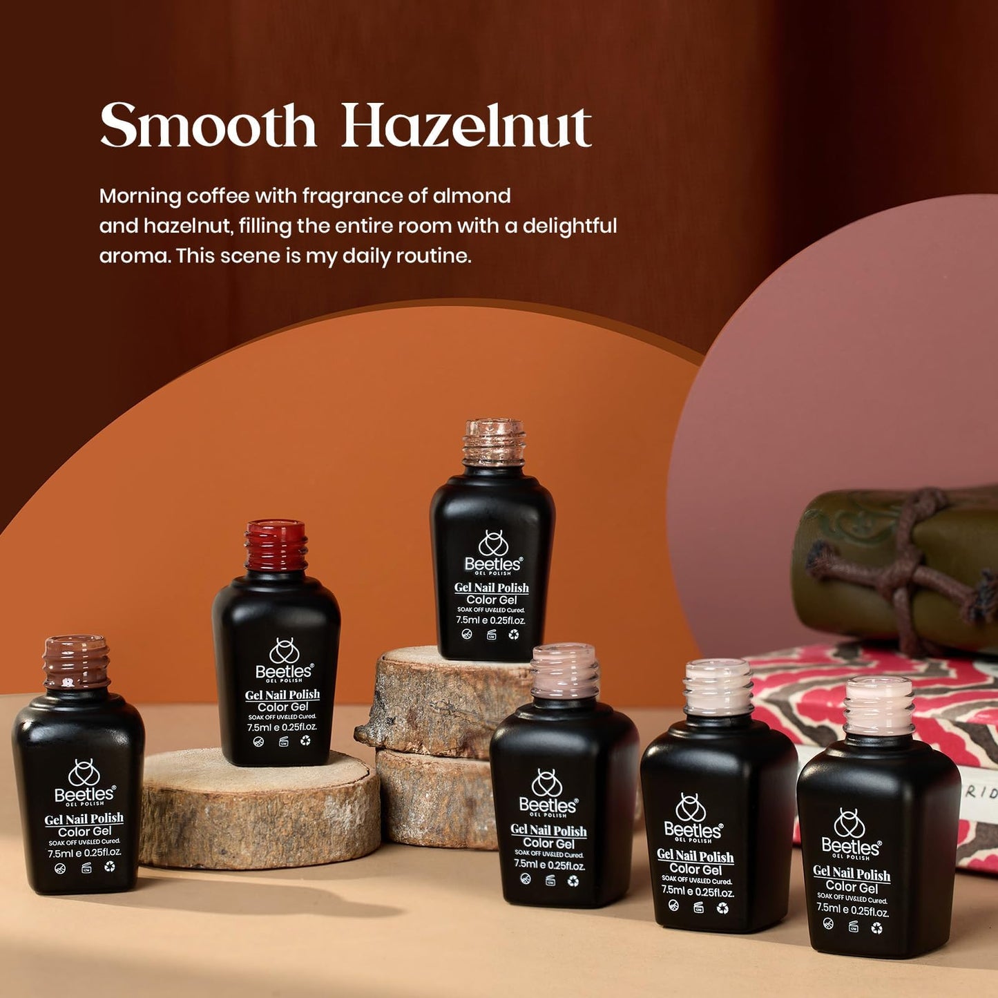 Beetles 6 Colors, Fall Colors Nude Pink Burgundy Glitter Brown Gel Polish Set Soak off UV Light for Easy DIY Nail Art Salon Home Design Gifts for Women