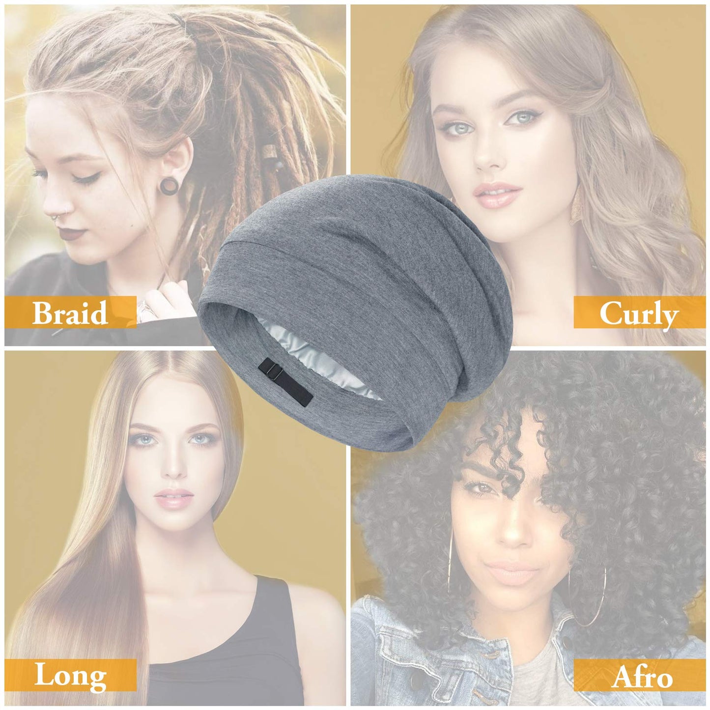 OLESILK Mulberry Silk Bonnet for Women, Unisex Adjustable Sleep Cap, Real Silk Hair Wrap, Pearl Grey