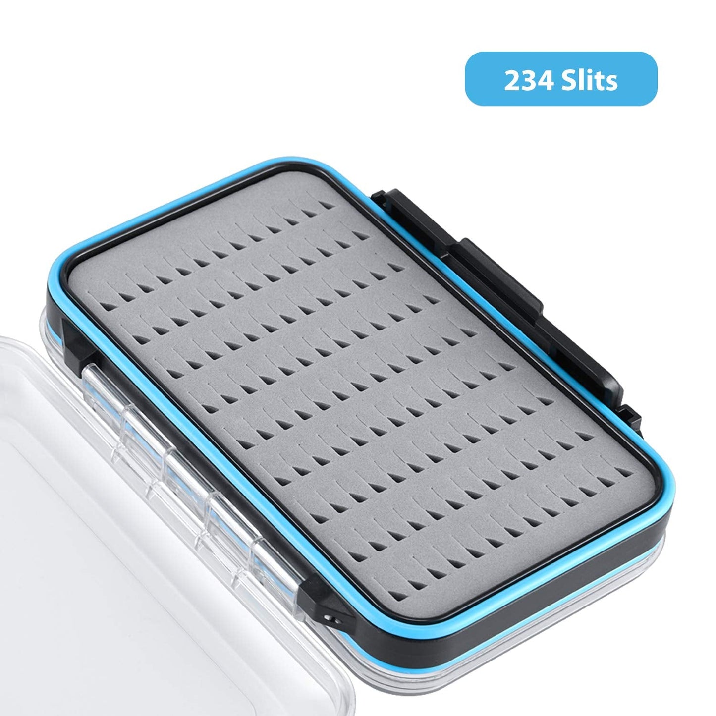 Gonex Fly Boxes for Fly Fishing Jig Boxes Two-Sided Waterproof Lightweight Fly Fishing Box Easy Grip Transparent Lid Fly Fishing Lures Box, 5.9"x 3.8"x 1.77", Grey