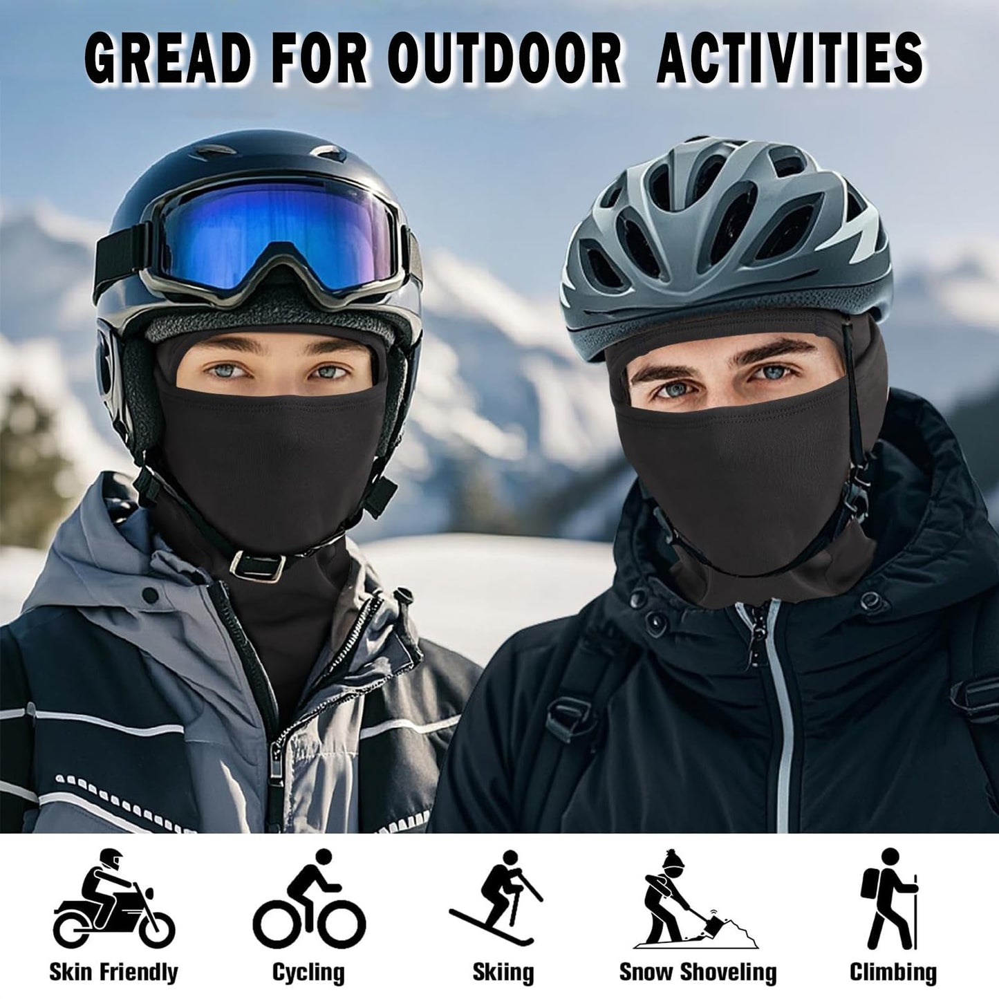 Epsoco Balaclava Ski Mask Winter Waterproof Face Mask for Men Women Windproof Fleece Cold Weather Gear Skiing Snowboarding Neck Gaiter Black