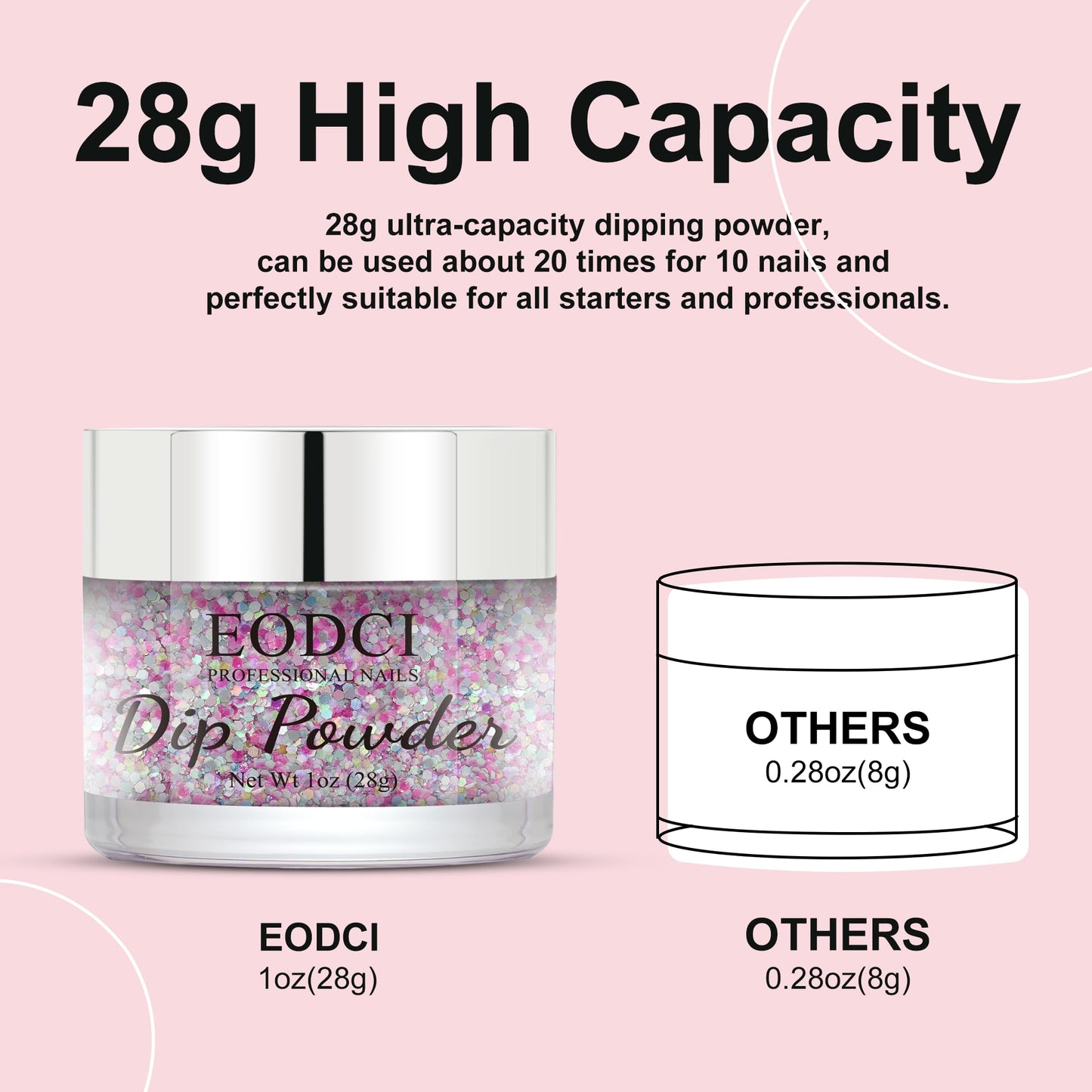 EODCI 1 Oz/28g Dip Powder Glitter Pink Purple Color, Nail Dipping Powder French Powder Nail Art Starter Manicure Salon DIY at Home, Odor-Free&Long-Lasting, No Needed Nail Lamp Curing