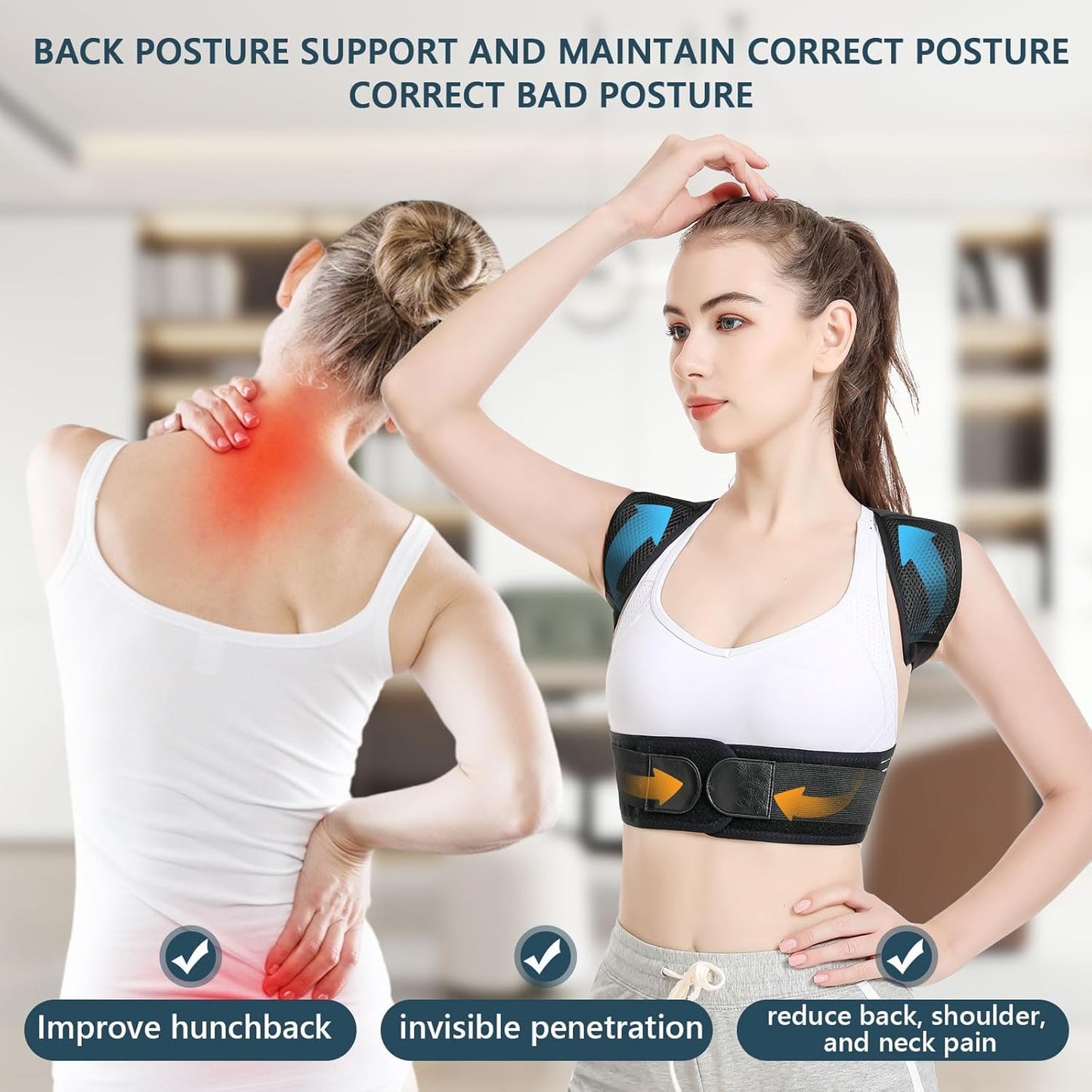 Herokoo Back Brace Posture Corrector, Adjustable Posture Back Brace, Men/Women back posture corrector, Upper and Lower Back Pain Relief - Scoliosis, Hunchback, Spine Corrector (XXL)