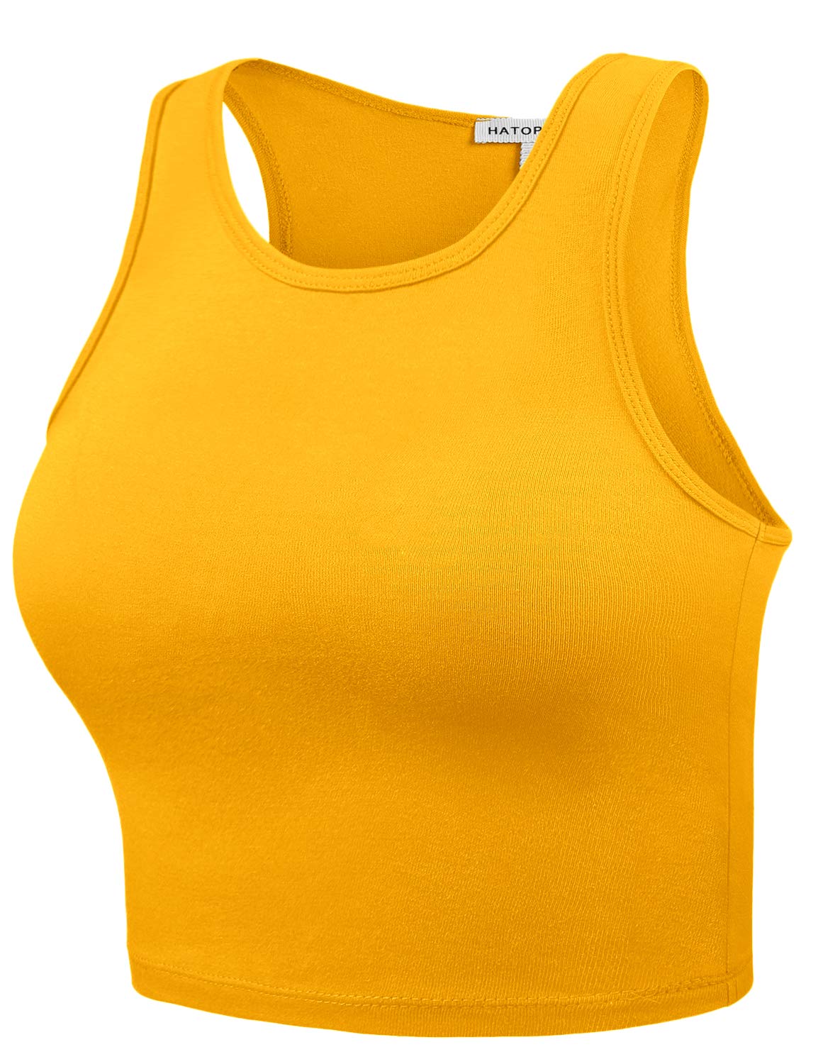 HATOPANTS Sleeveless Camisole Crop Tank Tops Racerback High Halter Neck Shirts SILKMUS S