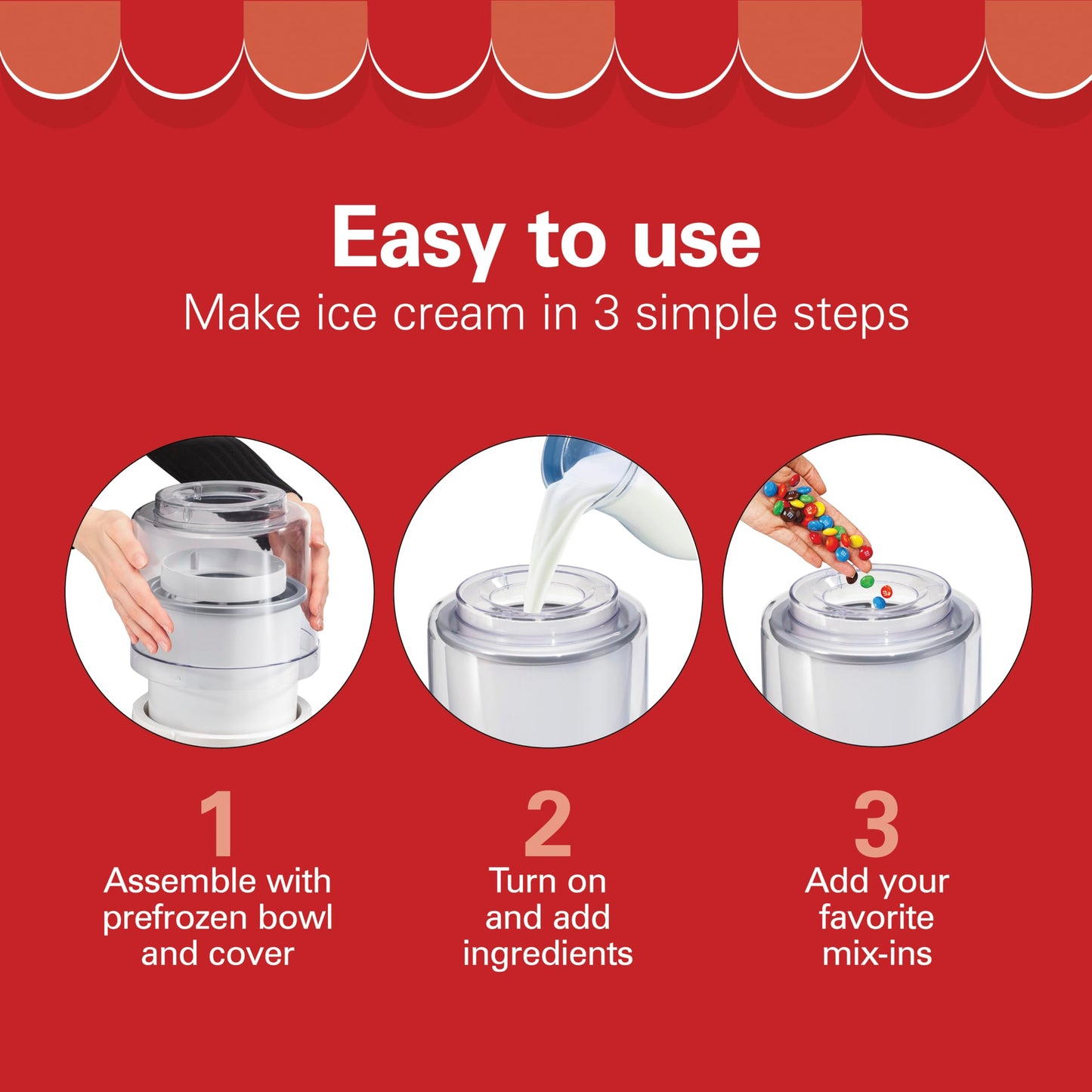 Hamilton Beach Electric Automatic Ice Cream Maker, Frozen Yogurt, Sorbet, Custard, 1.5 quart, White (68880)