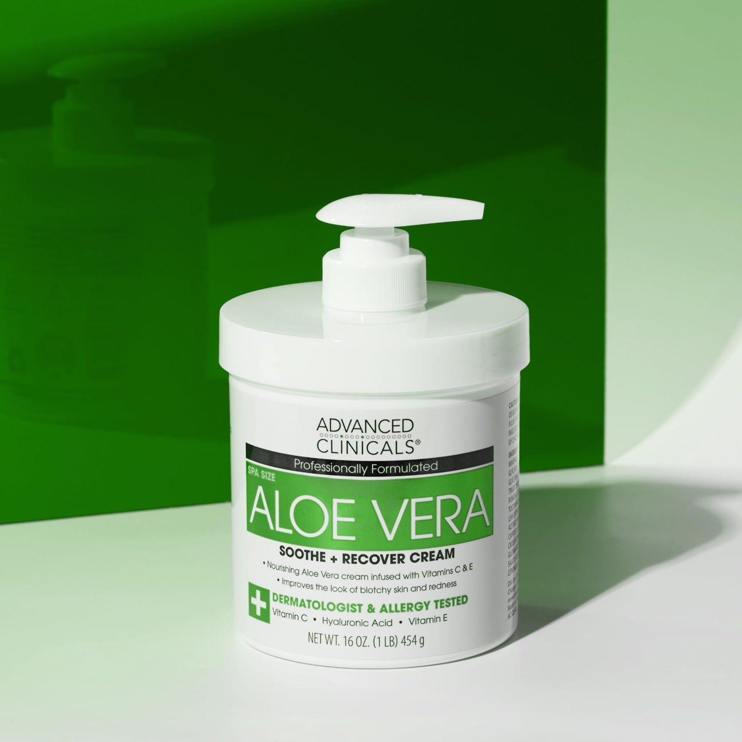 Advanced Clinicals Aloe Vera Lotion Sun Burn Recovery Cream | After Sun Body Lotion W/Vitamin C + Hyaluronic Acid | Sun Damaged Skin Repair Moisturizing Cream | Skin Care Products, Large 16 Oz, 2PC