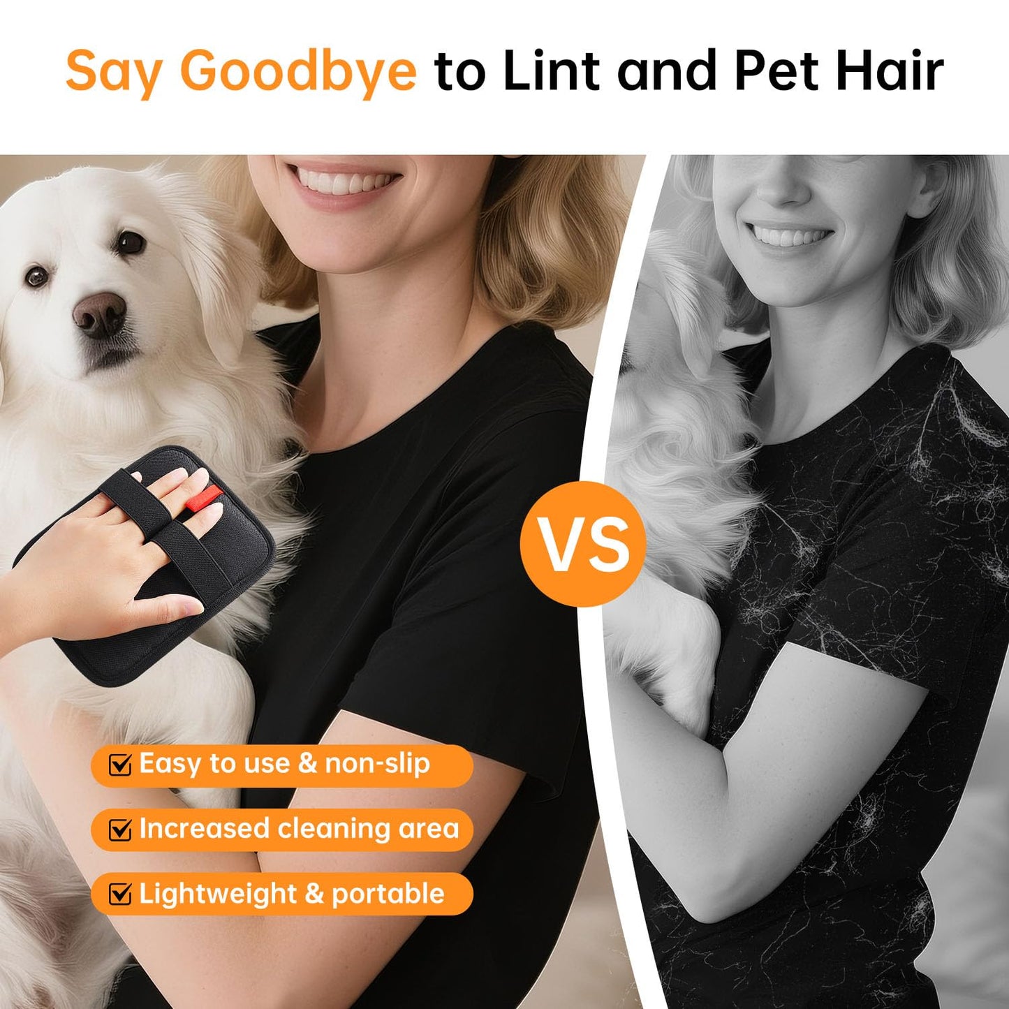INABULETWO 1 Pcs Static Pet Hair Remover Gloves, Reusable Electrostatic Pet Cat Dog Hair Removal Grooming Gloves Brush Tool for Couch, Furniture, Carpet, Car Seat