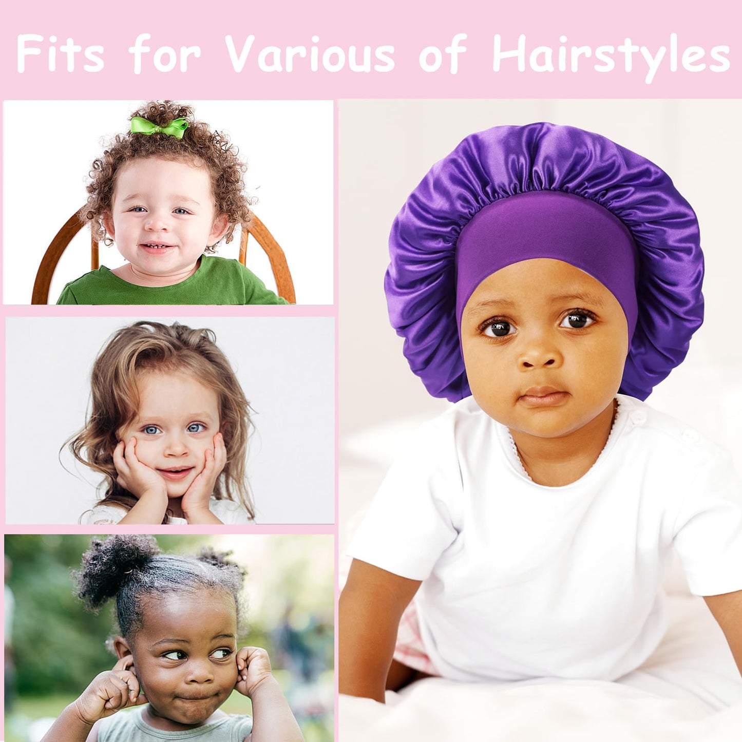 Haniraba 3 Pcs Baby Bonnets for Sleeping,Infant Sleep Cap Hair Bonnet for Baby Girls,Boys,Toddler