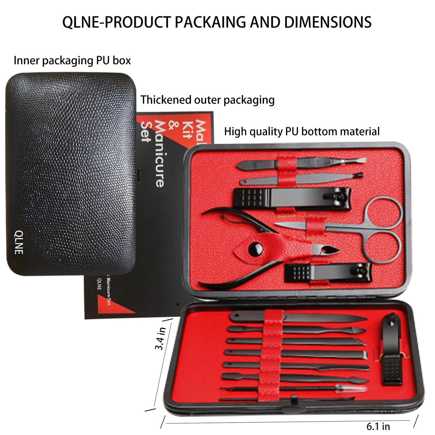 Nail Clippers Sets High Precisio Stainless Steel Nail Cutter Pedicure Kit Nail File Sharp Nail Scissors and Clipper Manicure Pedicure Kit Fingernails & Toenails with Portable Stylish case (Black)