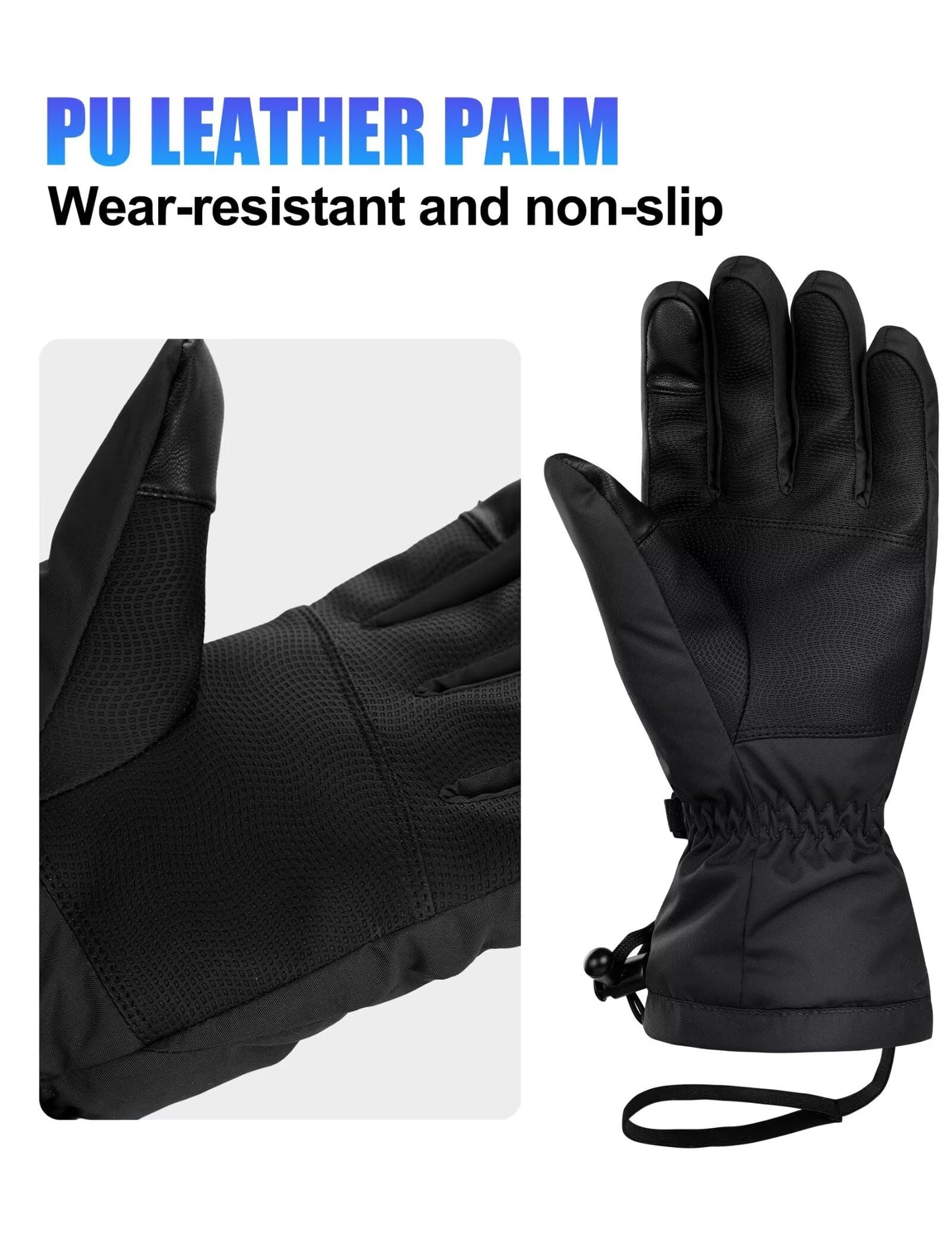 INPAKO Ski Gloves Men & Women -10℉ Waterproof 3M Thinsulate Winter Touchscreen Snow Gloves for Snowboarding