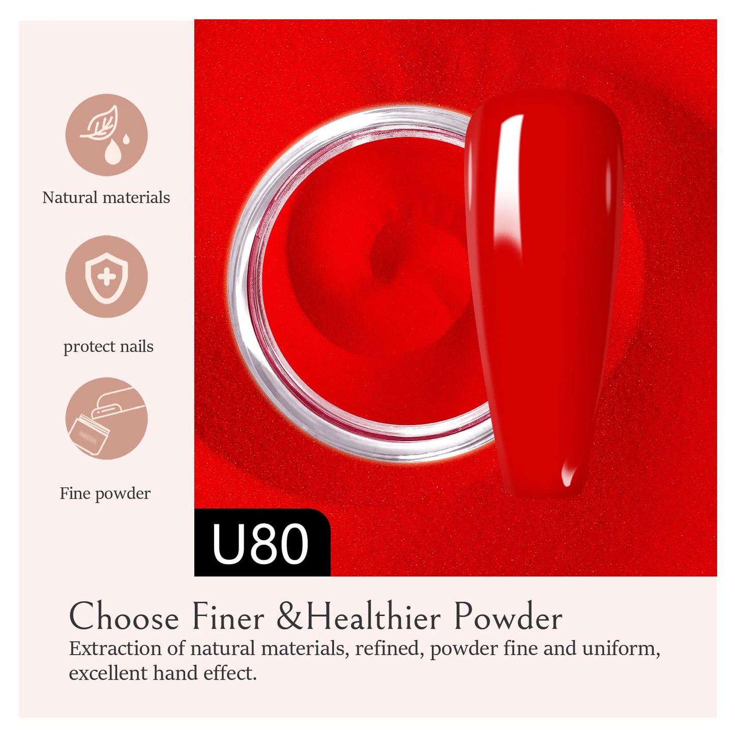 AILLSA Classic Red Dip Powder for Valentine's Day, 1 Oz Nail Art for Starter Manicure Salon DIY at Home, Fall Winter Colors Long Lasting French Manicure