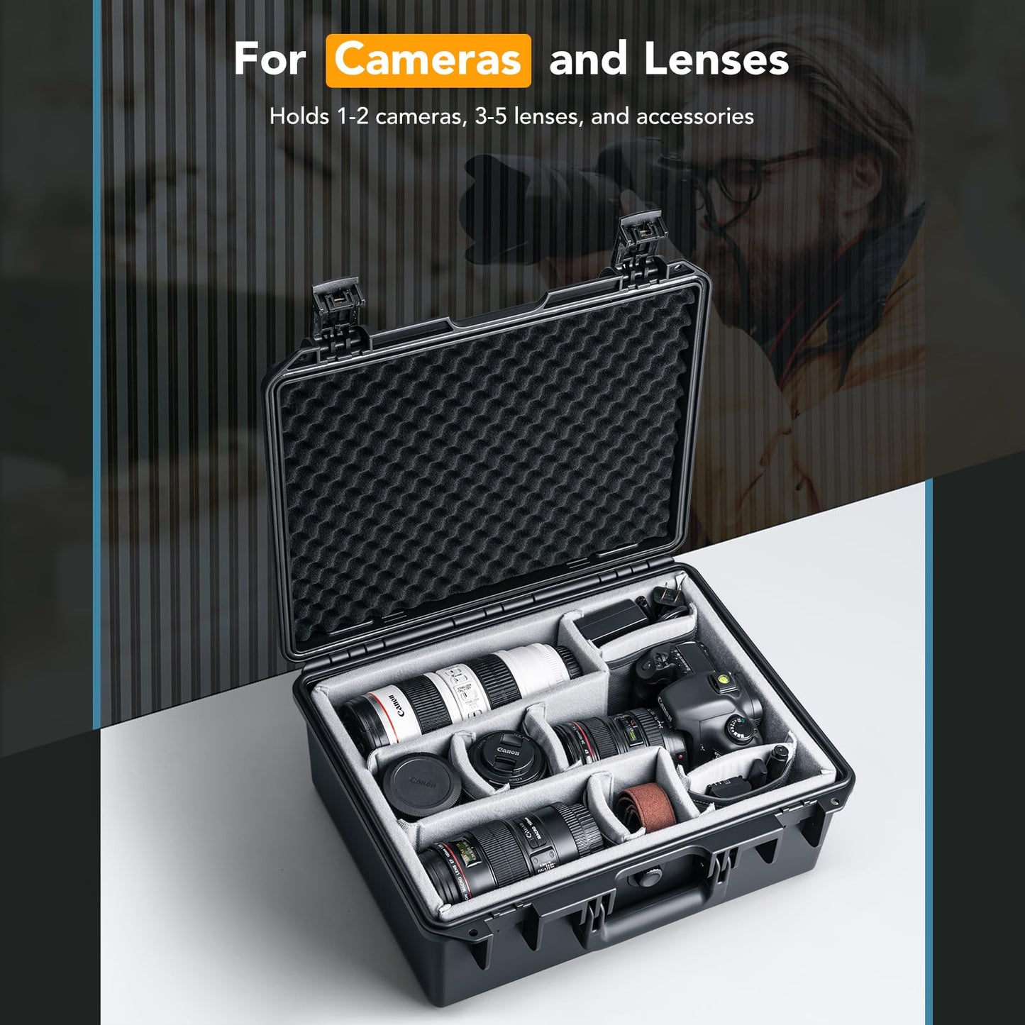 Lykus PVC1 Waterproof Hard Case with Padded Dividers for Cameras, Lenses, Dual DJI Mavic/Air/Mini drones