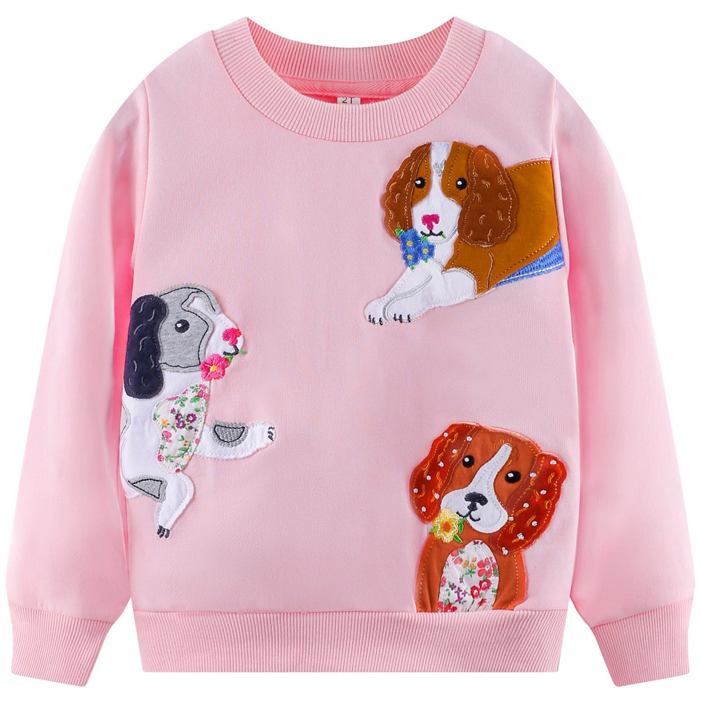 NUBEEHOHO Girls Dog Sweatshirt Toddler Girl Long Sleeve Pink Puppy Shirts Baby Girl Crewneck Pullover Sweater Tops Fall Winter Clothes 4T/8322