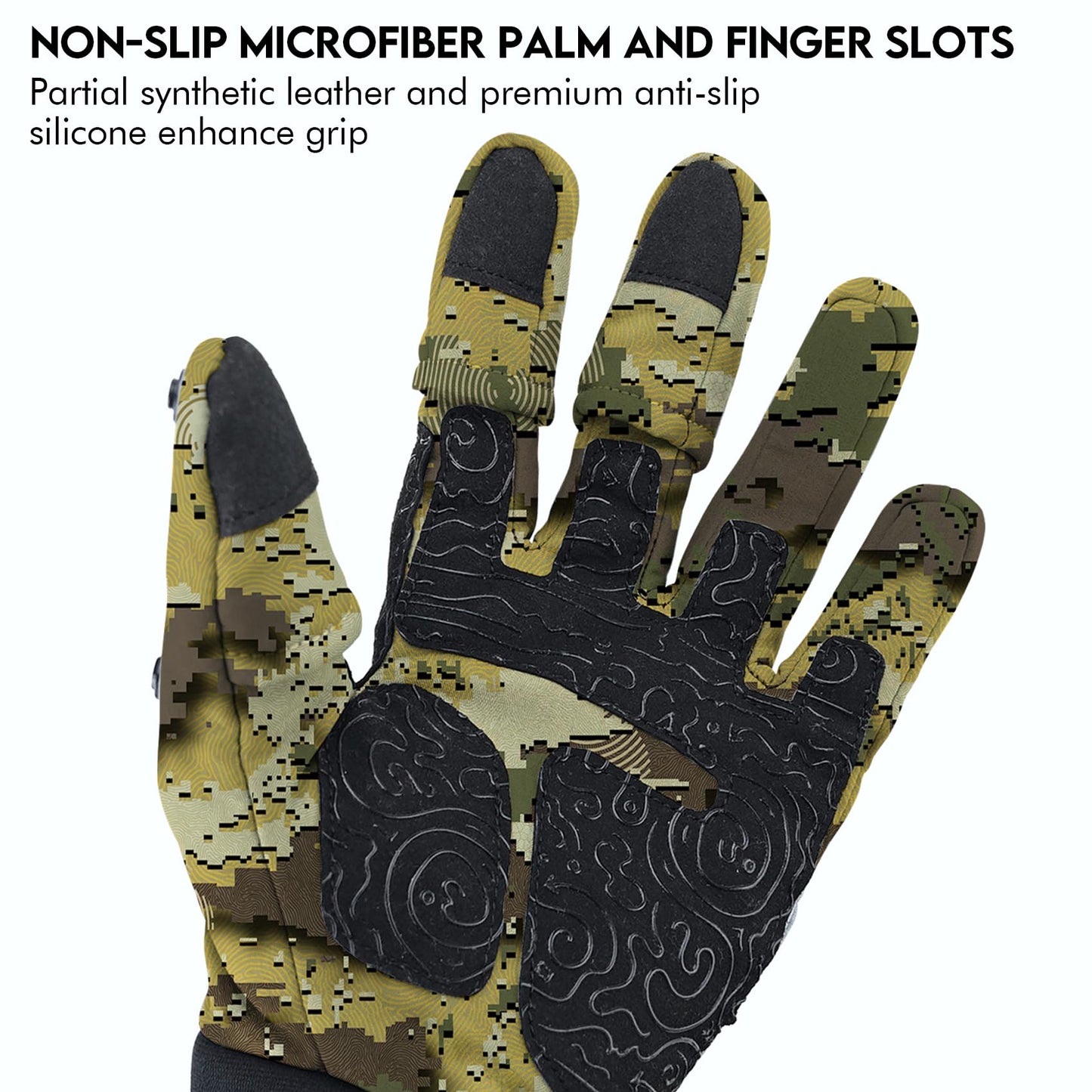 Riverruns Flexible Fishing Gloves Fleece Lining Windproof Ice Fishing Gloves Water-Repellent Touchscreen 3 Cut Fingers