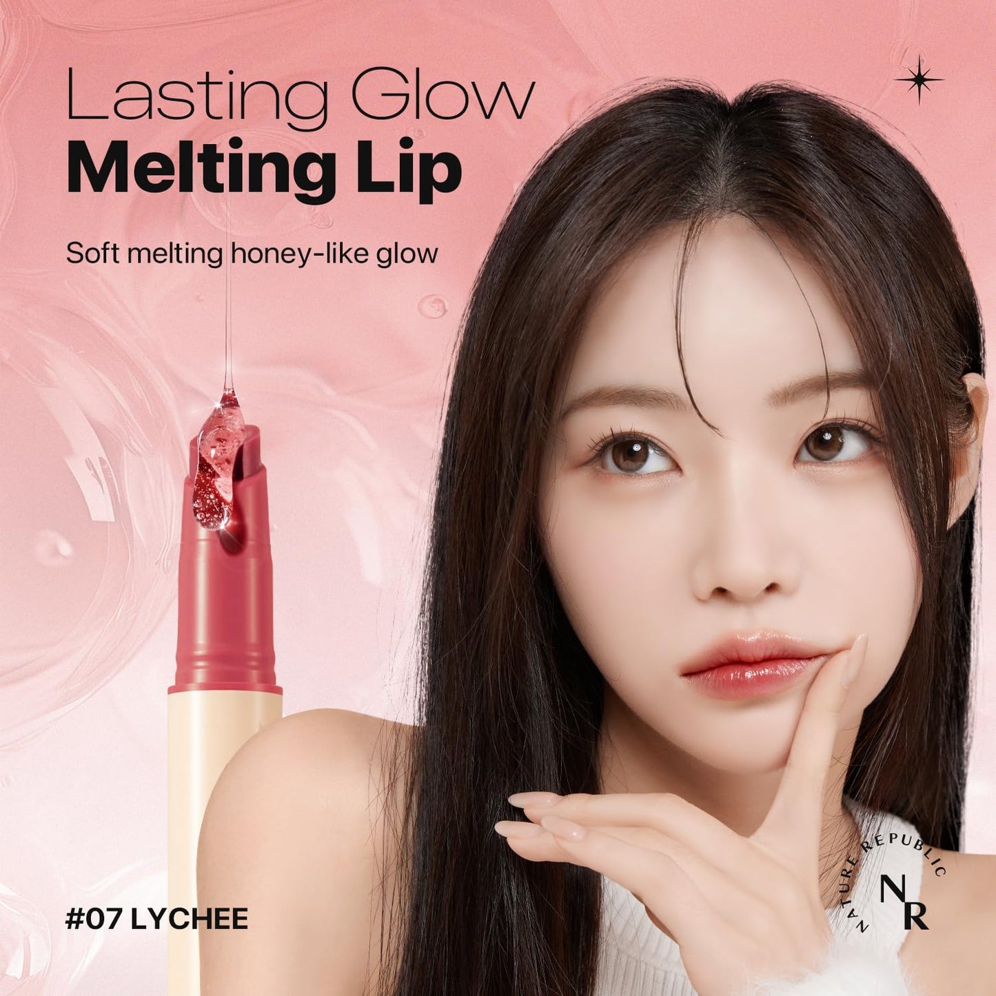 Nature Republic HONEY MELTING LIP (07 LYCHEE) SOFT LIP STICK, Hydrating Gloss, Moisturizing balms, Sheer tint, Shine & Glowy Finish, korean make up