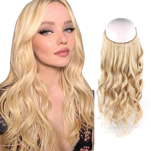 Sassina Invisible Wire Hair Extensions Real Human Hair with Transparent Wire Adjustable Size Secure Clips Natural Straight Secret Miracle Hairpiece, #18 12 Inch 80 Gram