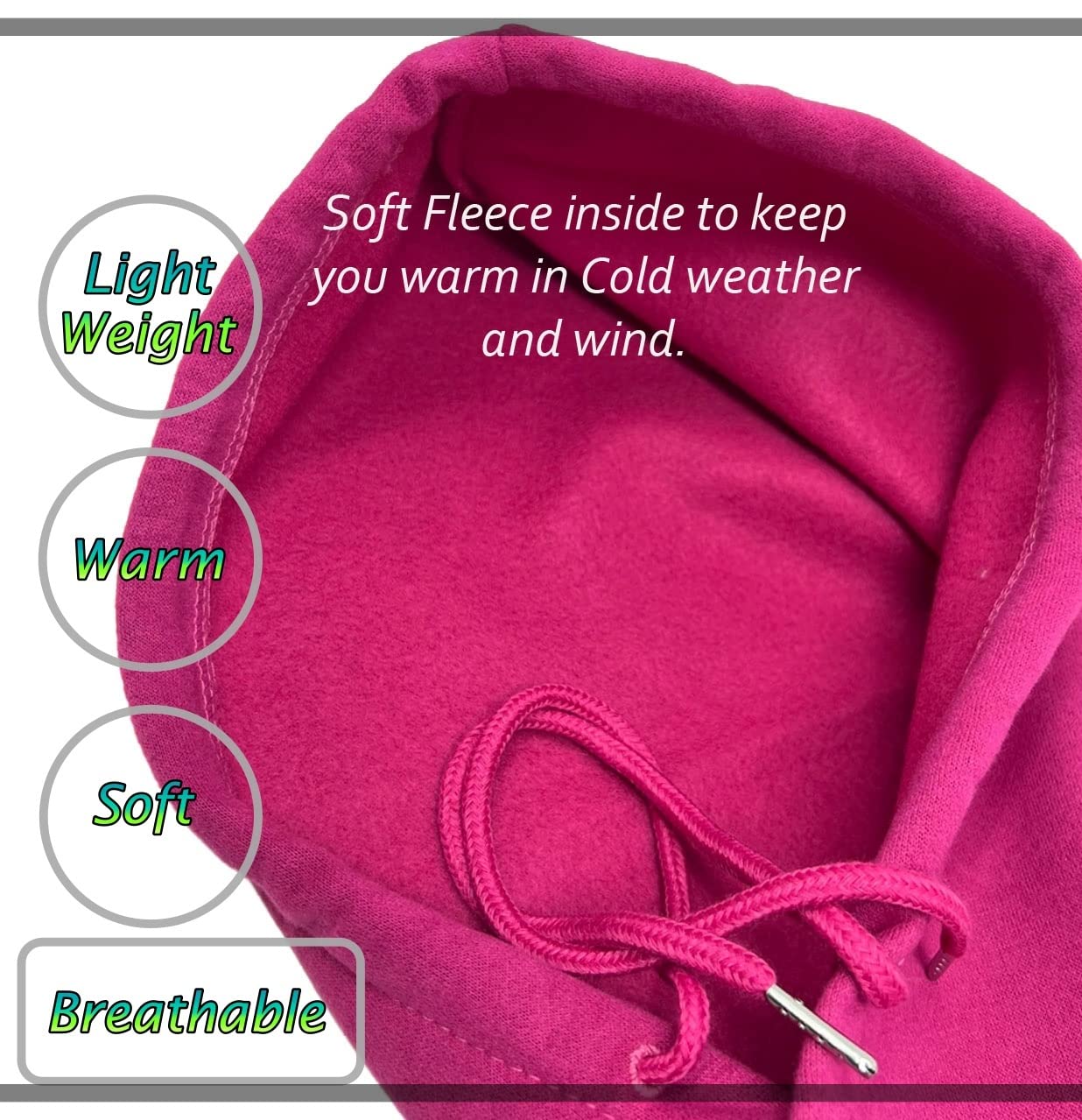 BA UNIQUE FASHION Unisex Sporty Snood Hat with drawstring Hood Scarf Neck Warmer Winter Balaclava Hood (Fuchsia)
