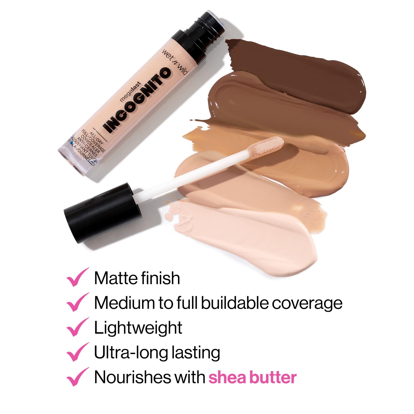 Matte Concealer By Wet n Wild Mega Last Incognito All-Day Full Coverage Liquid Matte Concealer, Light Medium, 0.18 Ounce