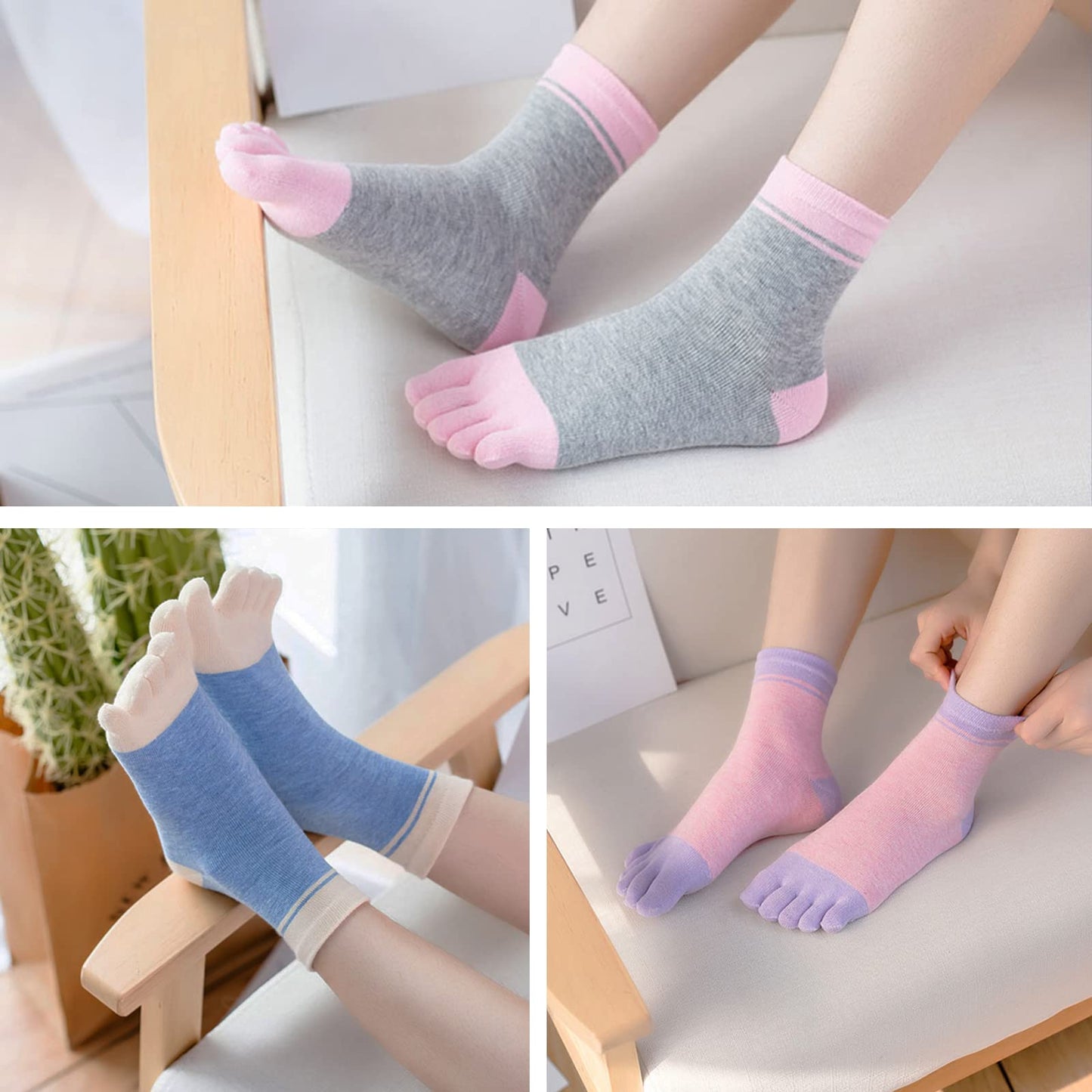 CaiDieNu Womens Toe Socks Animal Socks Cotton Five Finger Socks Colorful Funny Casual Crew Socks for Ladies