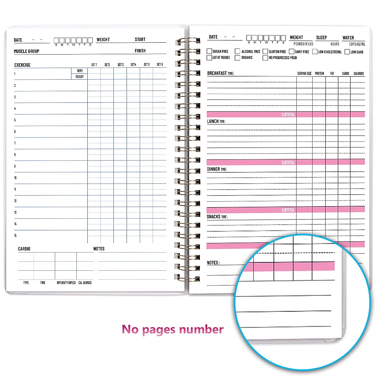 Food Nutrition Fitness Journal Weight Loss Wellness Workout Calorie Counter Log Diary Notebook Planner Diet Meal Exercise Training Health Tracker 6.1" x 8.5"