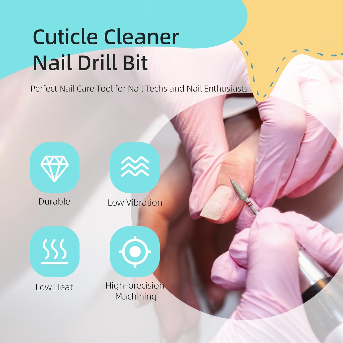 HYTOOS 4mm Long Bud Cuticle Clean Nail Drill Bit, Russian Diamond Nail Bits Professional Safety Under Nail Cleaner Burr for Cuticle Dead Skin, Electric Nails Drill Accessories, Fine