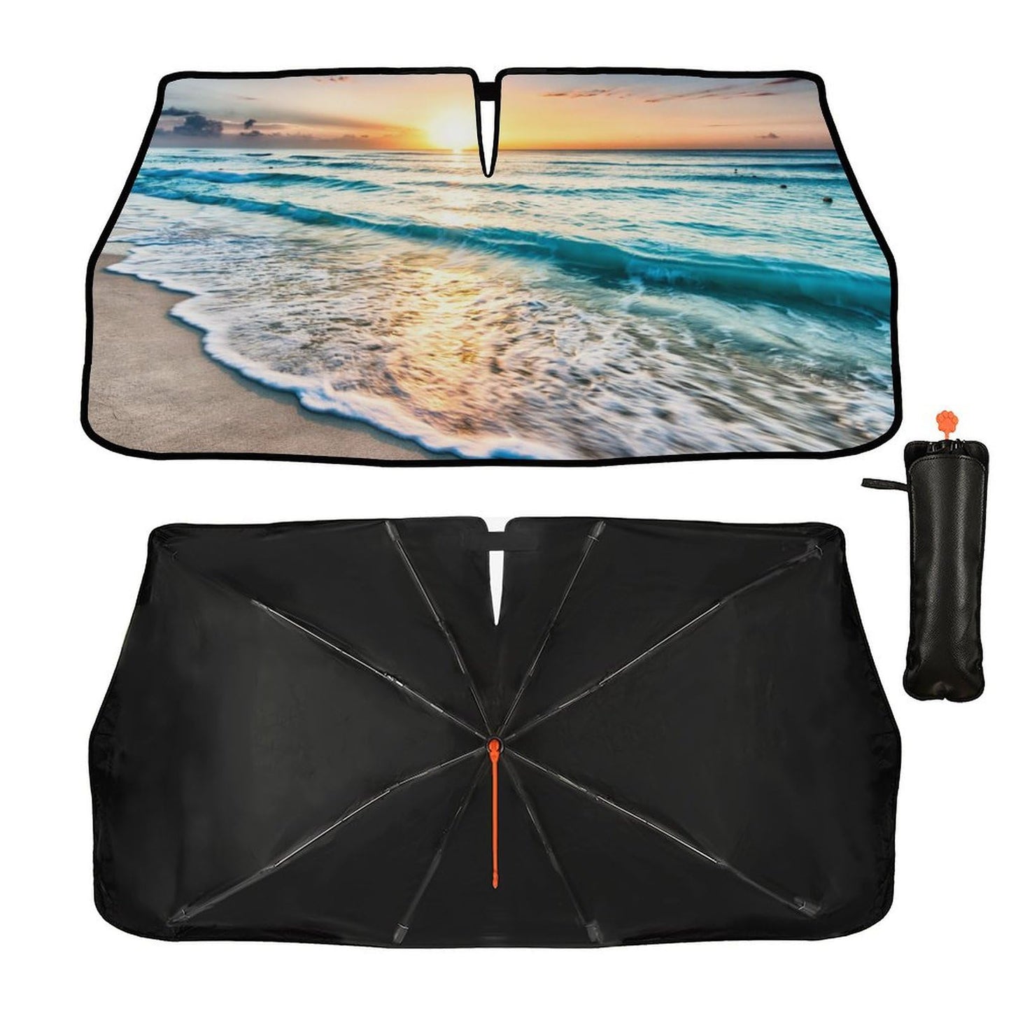 Socira Beach Sun Shade Car Windshield Umbrella Beach Sunshade for Window Shades Windshield Sun Shade Umbrella Beach Car Accessories Fits Most Trucks & SUVs 57'' x 30''