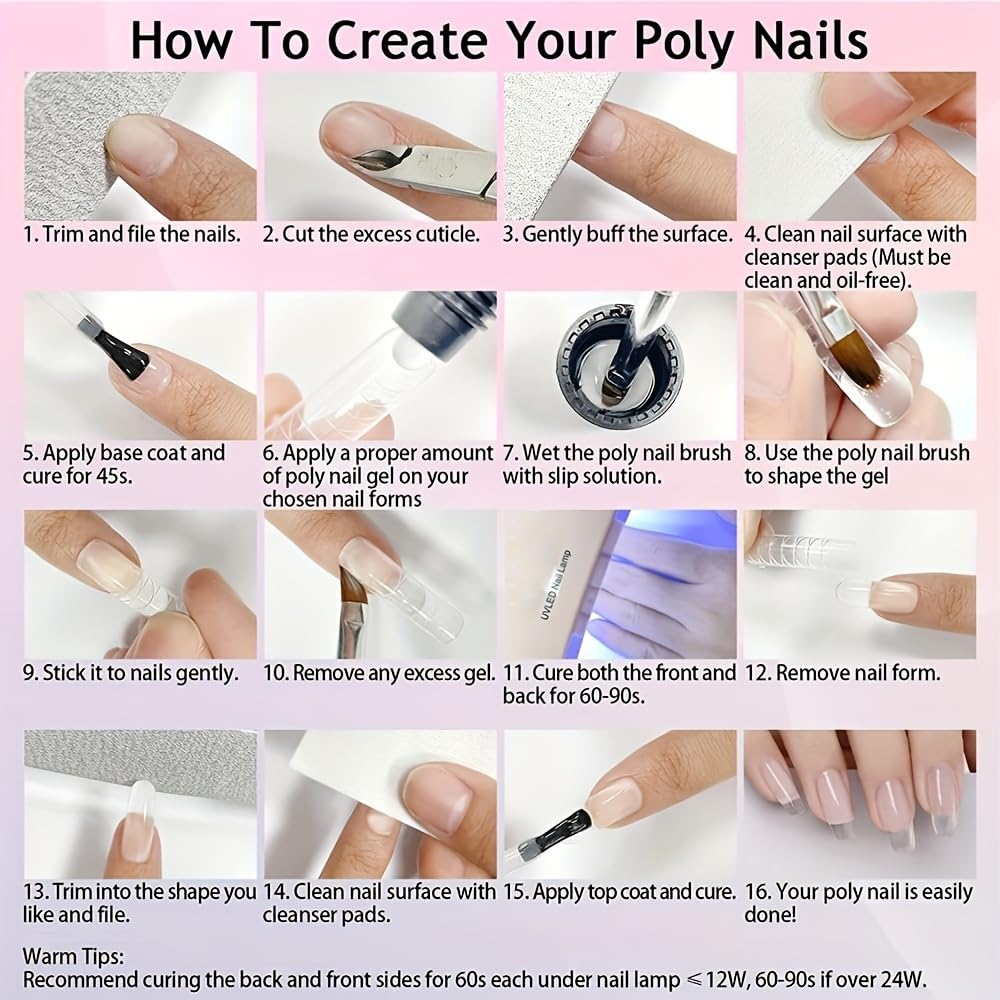 Finger Secret Poly Nail Gel Kit with Nail Lamp,15ml Poly Nail Extension Gel,10Colors Nail Extension Gel Kit With Drill& Slip Solution&Tools,Poly Nails Gel Kit Full Set for Beginner DIY Nail Art