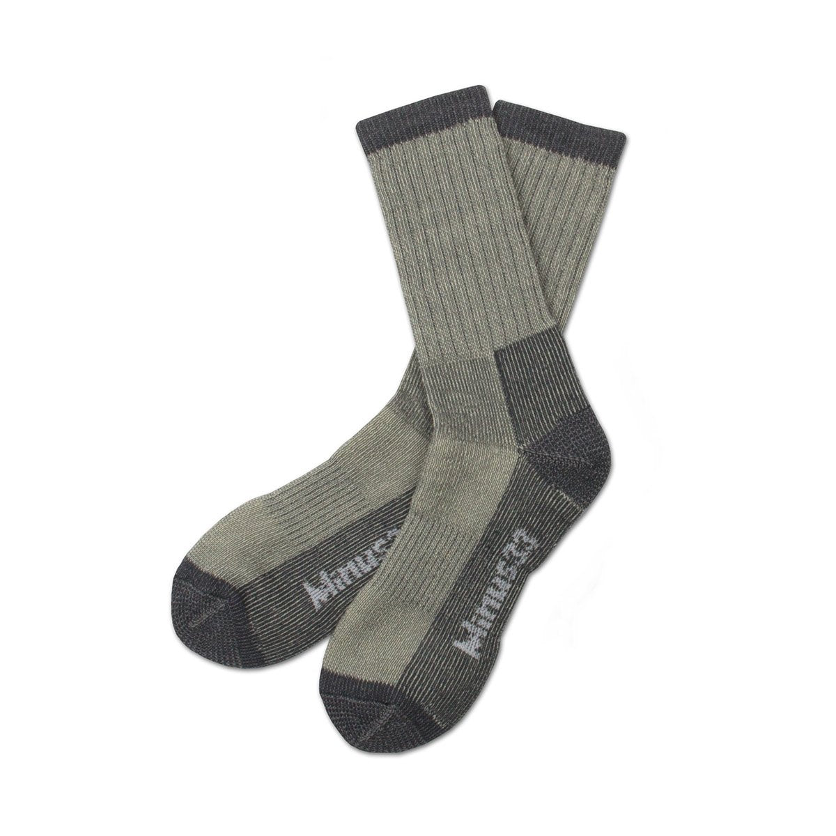 Merino Wool Crew Hiking Sock - Moisture Wicking Sock - Cushioned Sock - Gray Heather - Large