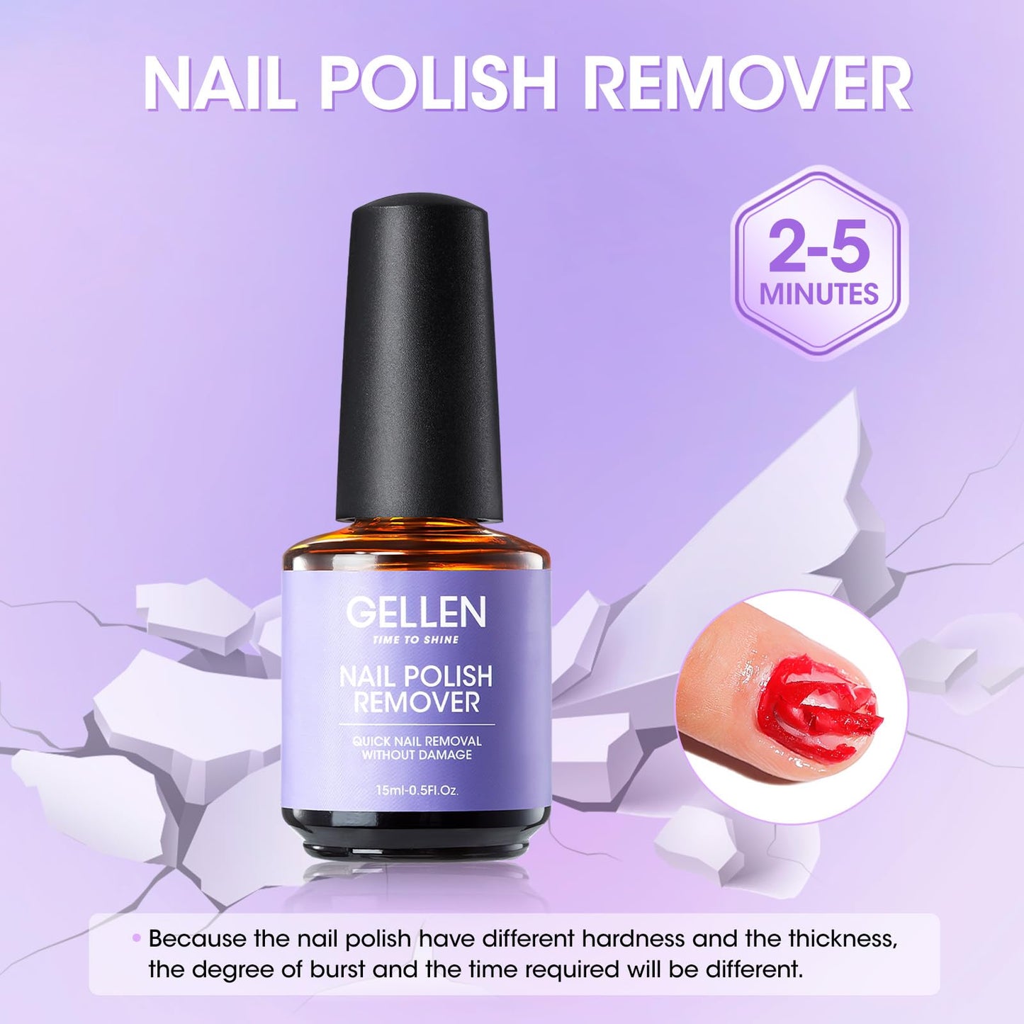 Gellen Gel Nail Polish Remover, 2 Pack Professional Gel Polish Remover for Nails, Quick & Easy Polish Remover In 3-5 Minutes, No Need for Foil Soaking Or Wrapping