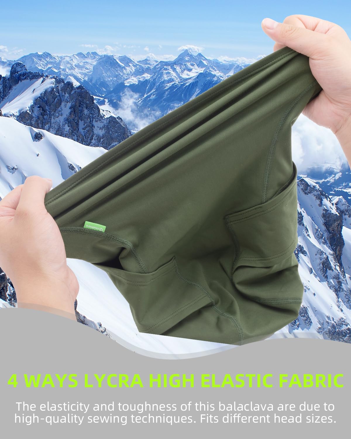 QUNATURE Balaclava Ski mask Winter Face Mask for Men & Women Windproof Fleece Thermal Ski Mask Breathable Neck Warmer Green