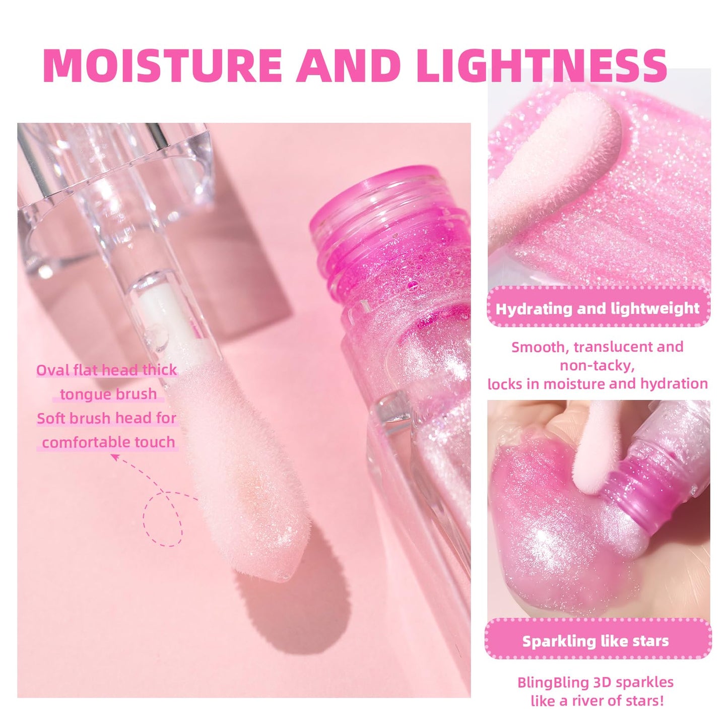 BANGFENG Magic Color Changing Moisturizing Lip Glow Oil + Plumping Lipstick, Hydrating Lip Gloss Balm, Transparent Lip Care, Non-Sticky Fresh Texture Lip Oil (Clear to Pink)