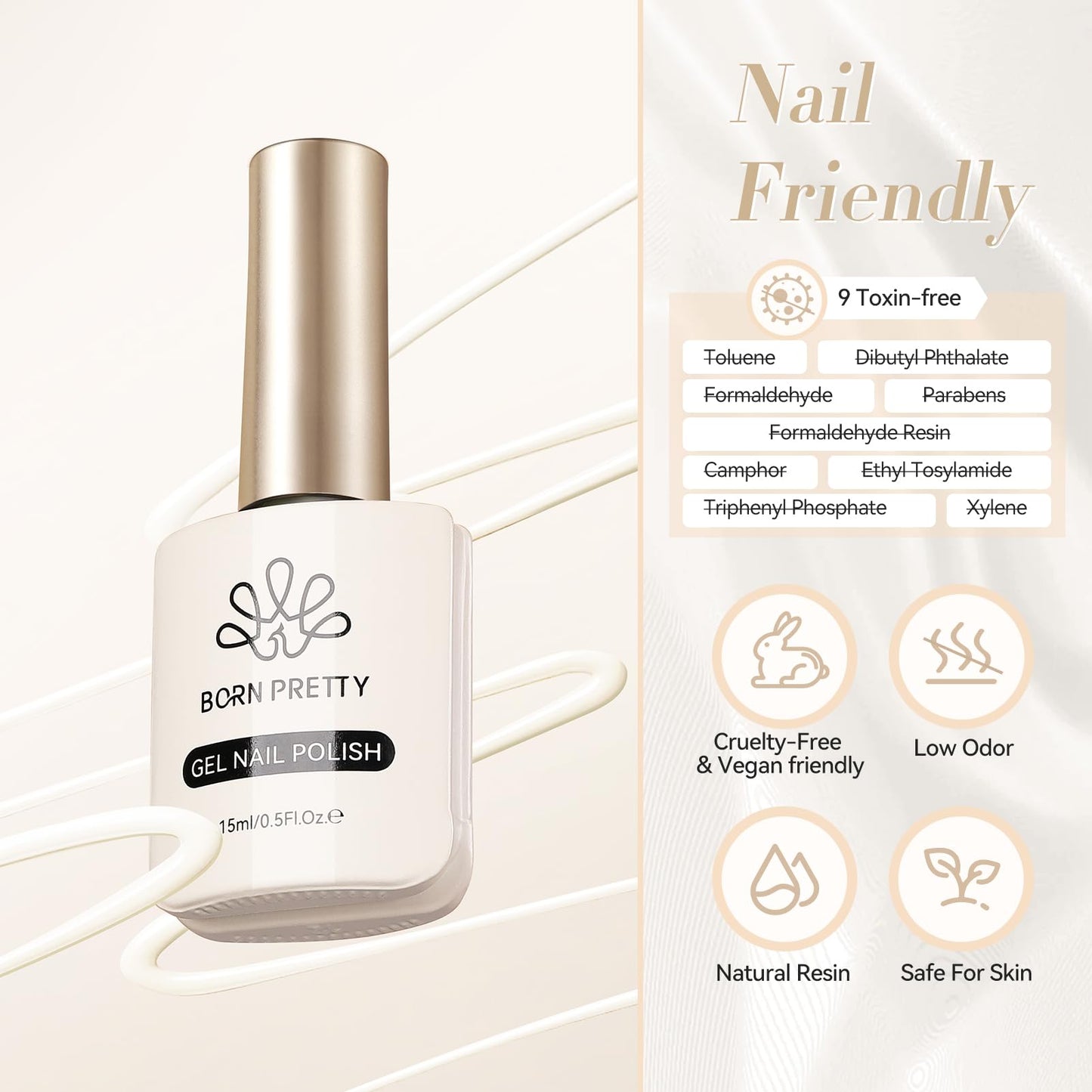 Born Pretty Beige Gel Nail Polish Pale Nude Color Soak Off Gel Polish Nail Art Design Manicure Salon DIY Home 15ml