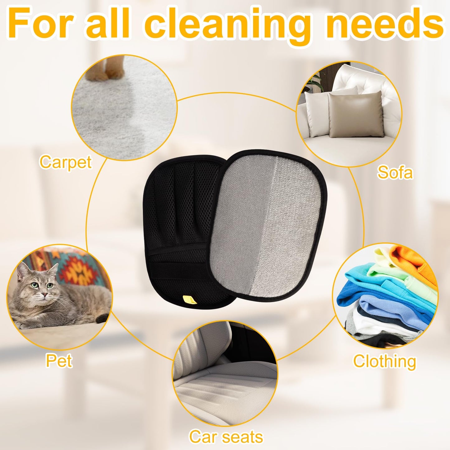 Double-Sided Pet Grooming Gloves, Double Sided Grooming Glove for Pets, Pet Hair Remover Gloves for Dog & Cat, Reusable Pet Hair Remover Glove for Washing