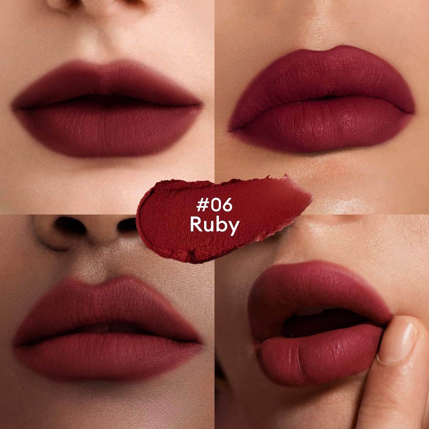 ITY Velvet Matte Finish Lip Stain-Mousse Textured Lip Clay, Red Shade, Conceals Lip Lines, Rich Pigment Lip Tint Lipsticks, 0.14 oz (4g) in Ruby